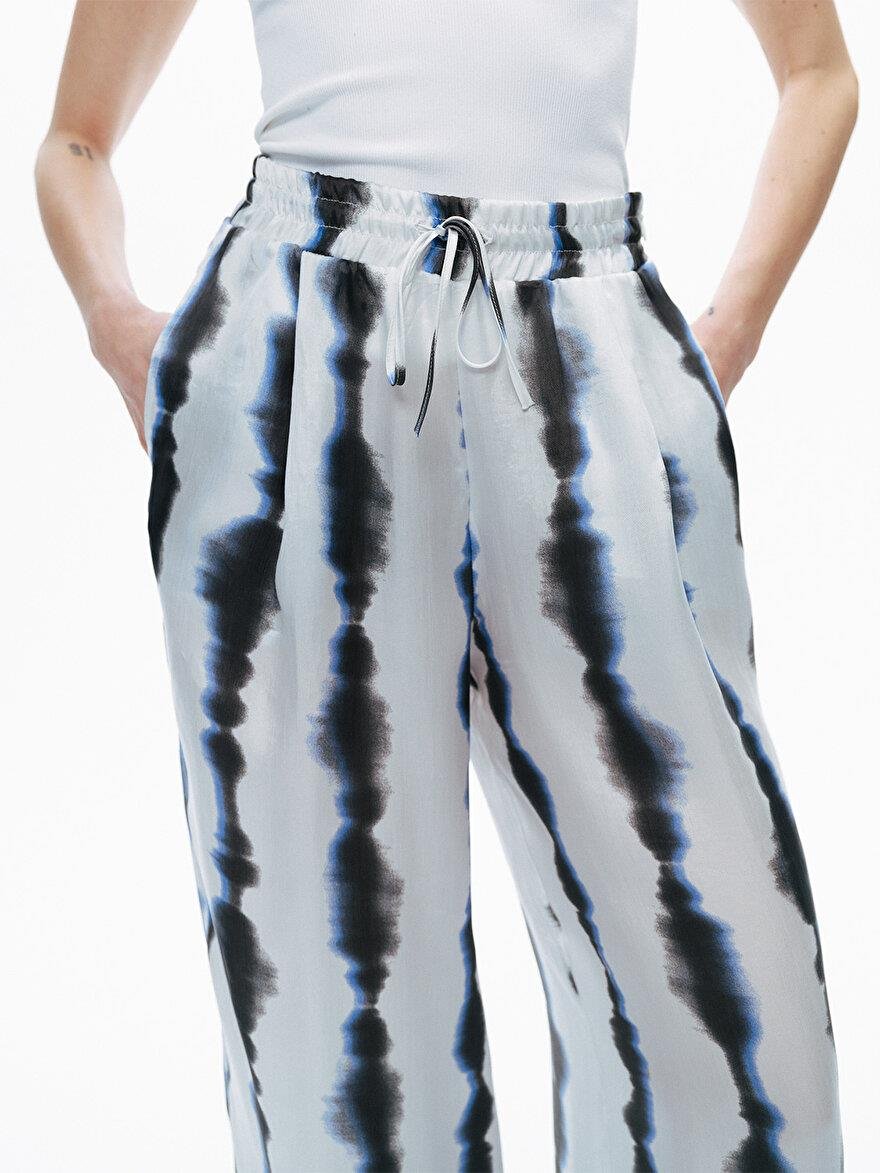 Nocturne Nocturne Kadın Yüksek Bel Desenli Uzun Bel Bağlamalı Rahat Kesim Çok Renkli Pantolon N25YN3347-VARYANT