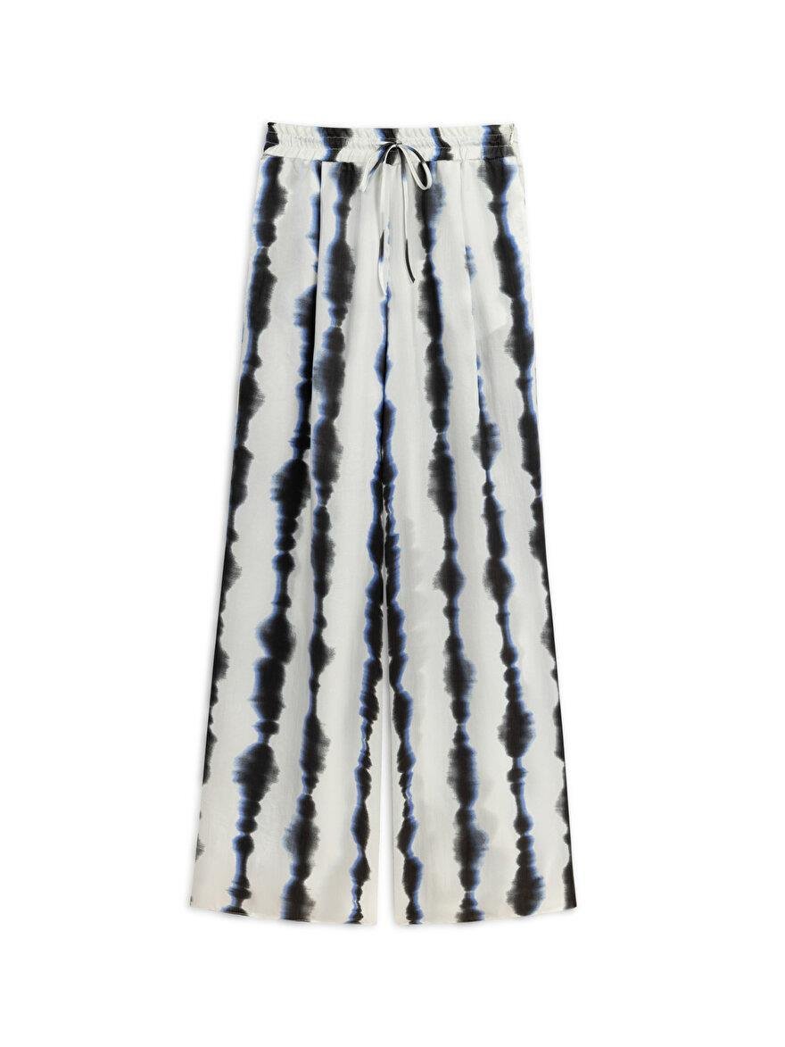 Nocturne Nocturne Kadın Yüksek Bel Desenli Uzun Bel Bağlamalı Rahat Kesim Çok Renkli Pantolon N25YN3347-VARYANT