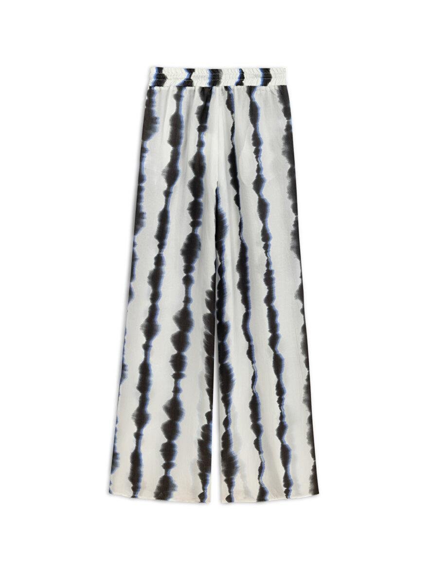 Nocturne Nocturne Kadın Yüksek Bel Desenli Uzun Bel Bağlamalı Rahat Kesim Çok Renkli Pantolon N25YN3347-VARYANT