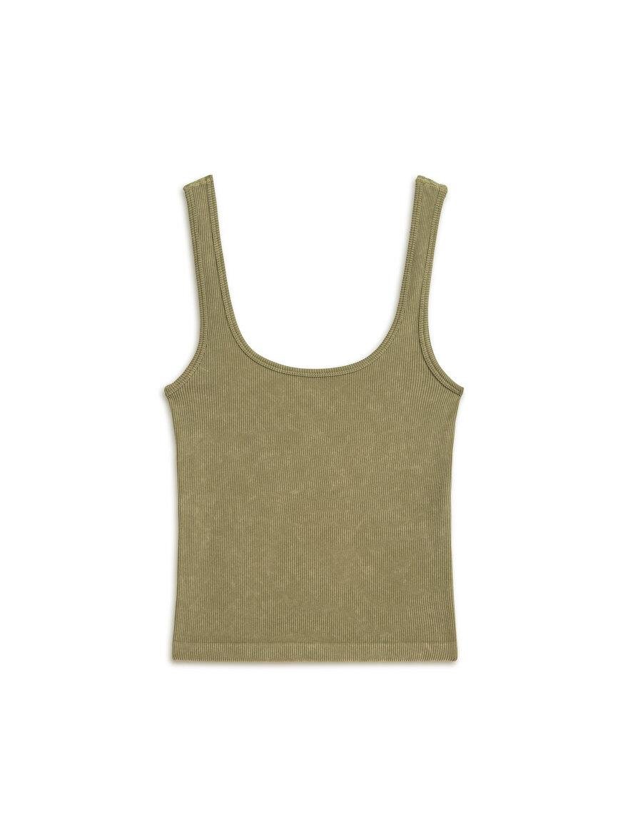 Nocturune Nocturune Kadın Dokuma Kumaş Dar Kesim Crop Haki Atlet N25YD15202-HAKİ