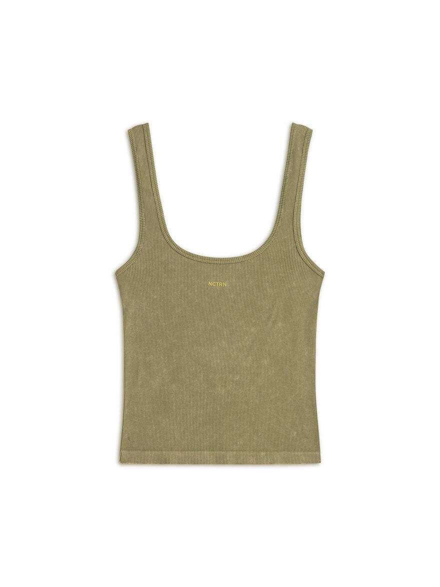 Nocturune Nocturune Kadın Dokuma Kumaş Dar Kesim Crop Haki Atlet N25YD15202-HAKİ