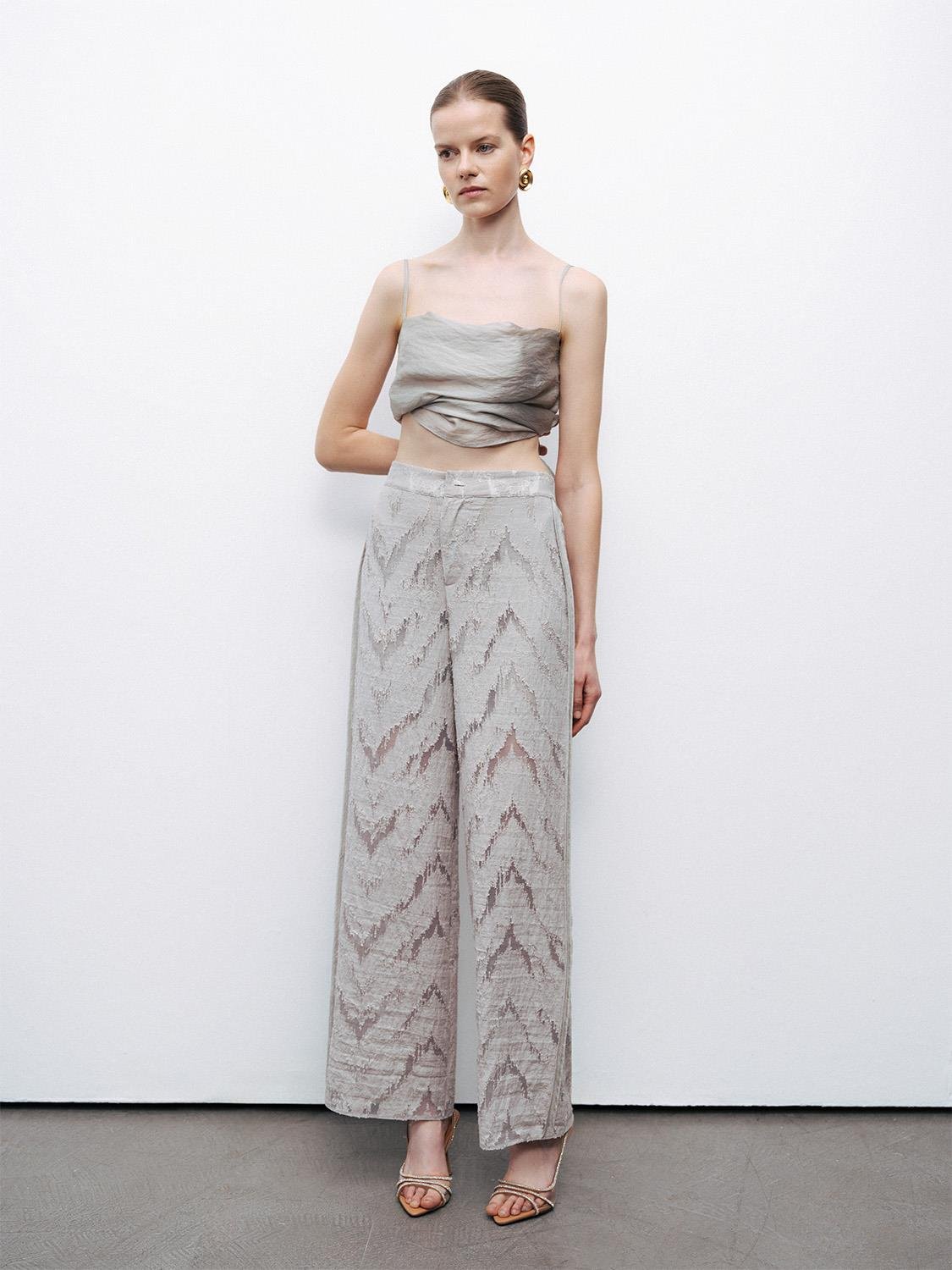 Nocturune Nocturune Kadın Lastikli Bel Transparan Uzun Boy İç Astarlı Gri Pantolon N25YN3366-GRİ