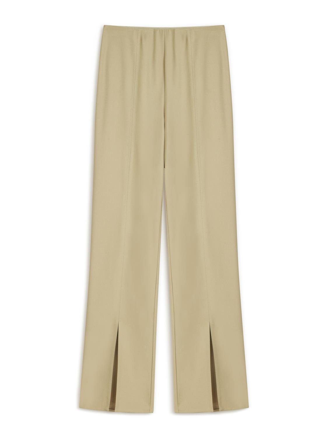 Nocturune Nocturune Kadın Normal Kalıp Gizli Lastikli Bel Paçaları Yırtmaçlı Bej Pantolon N25YN3369-BEJ