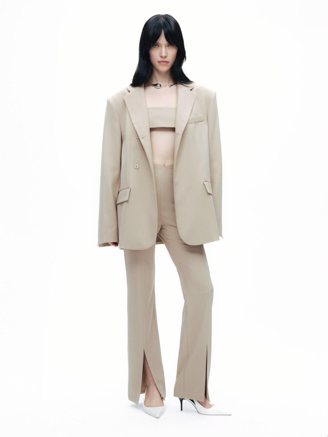 Nocturune Nocturune Kadın Normal Kalıp Gizli Lastikli Bel Paçaları Yırtmaçlı Bej Pantolon N25YN3369-BEJ