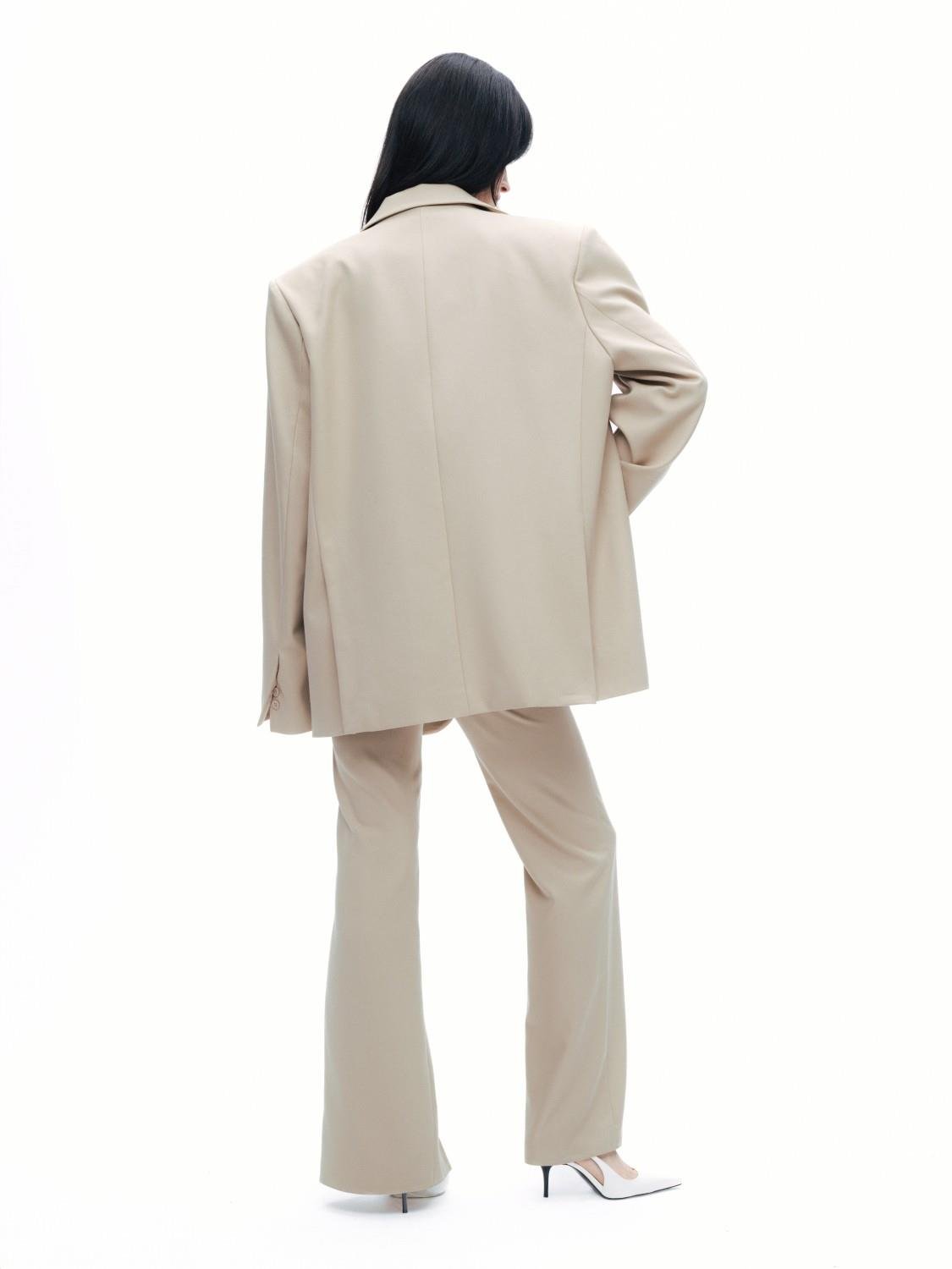 Nocturune Nocturune Kadın Normal Kalıp Gizli Lastikli Bel Paçaları Yırtmaçlı Bej Pantolon N25YN3369-BEJ