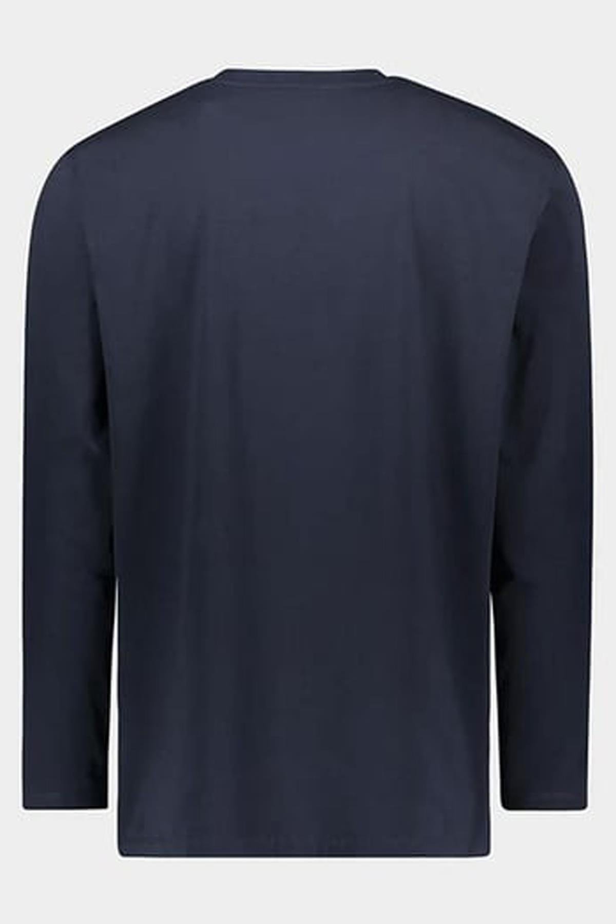 Paul Shark Paul Shark Erkek %100 Pamuklu Basic Uzun Kollu Sıfır Yaka Marka Logolu Lacivert1 T-Shirt 11311630-130