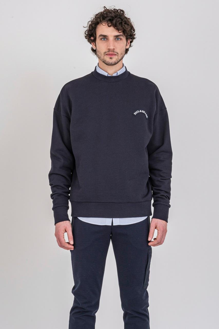 Paul Shark Paul Shark Erkek %100 Pamuklu Basic Uzun Kollu Sıfır Yaka Marka Logolu Lacivert Sweatshirt 22411771-013