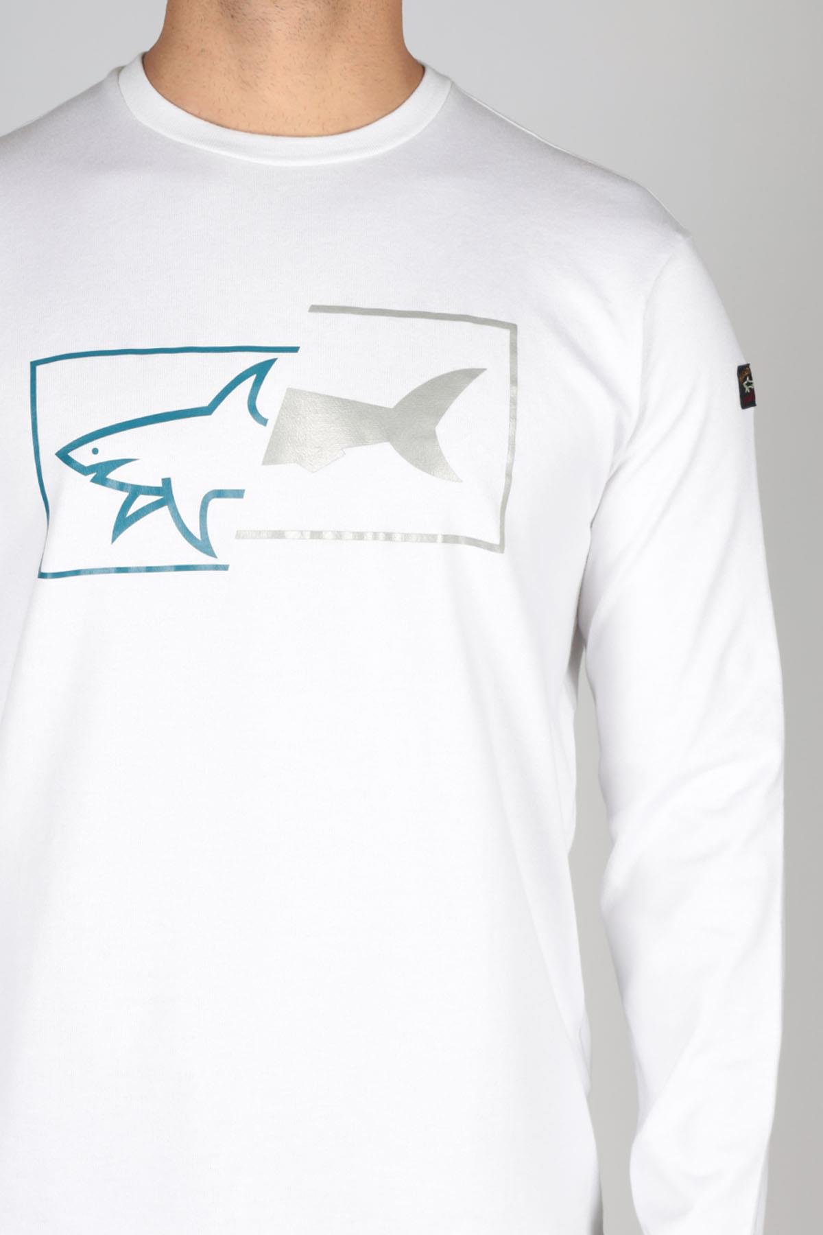 Paul Shark Paul Shark Erkek Baskılı Organik Pamuklu Beyaz T-Shirt 12311649-010