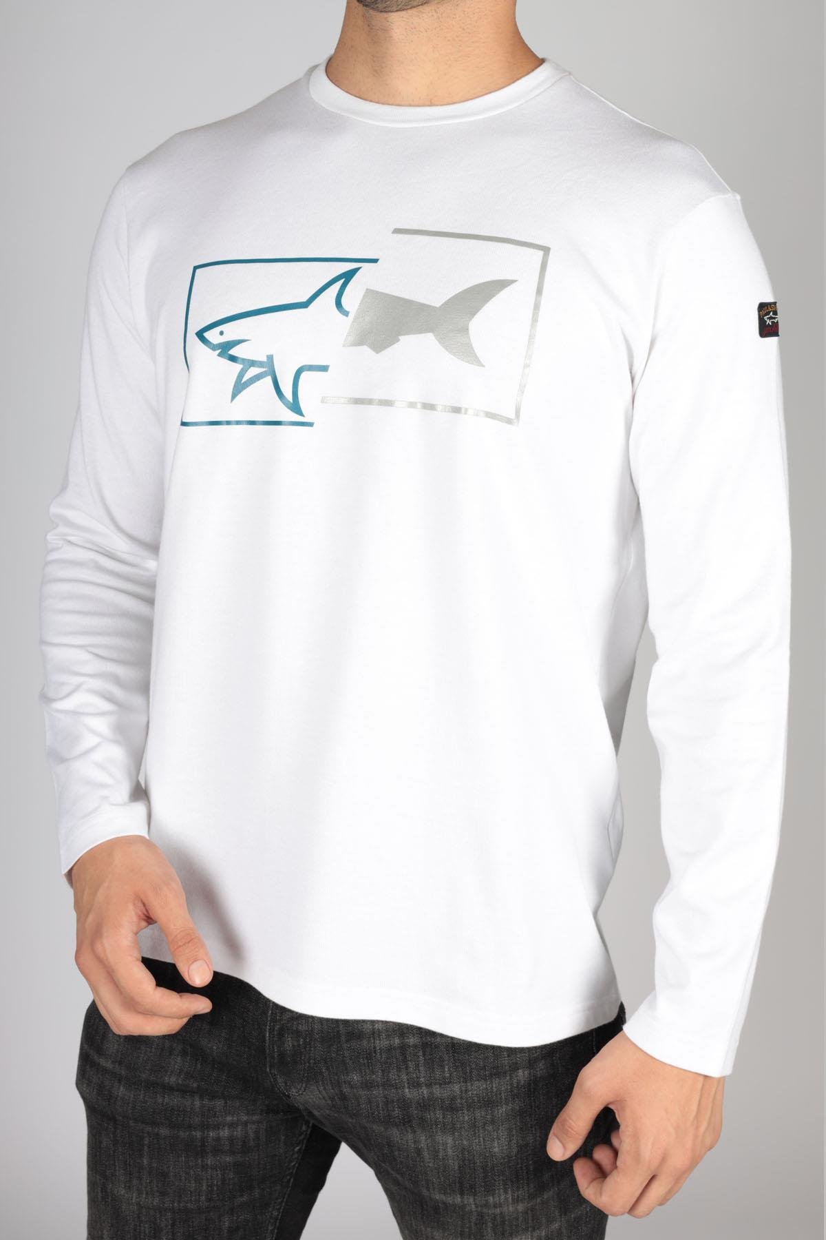 Paul Shark Paul Shark Erkek Baskılı Organik Pamuklu Beyaz T-Shirt 12311649-010