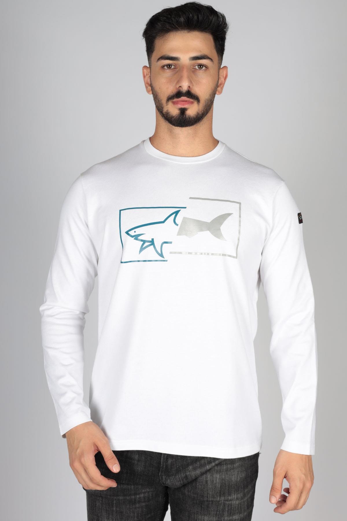 Paul Shark Paul Shark Erkek Baskılı Organik Pamuklu Beyaz T-Shirt 12311649-010