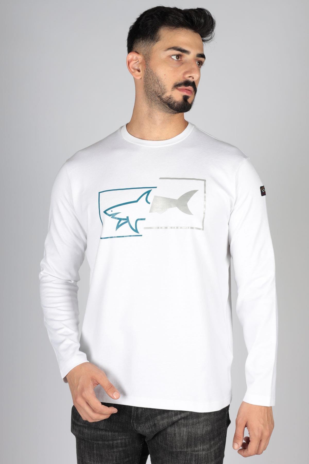 Paul Shark Paul Shark Erkek Baskılı Organik Pamuklu Beyaz T-Shirt 12311649-010