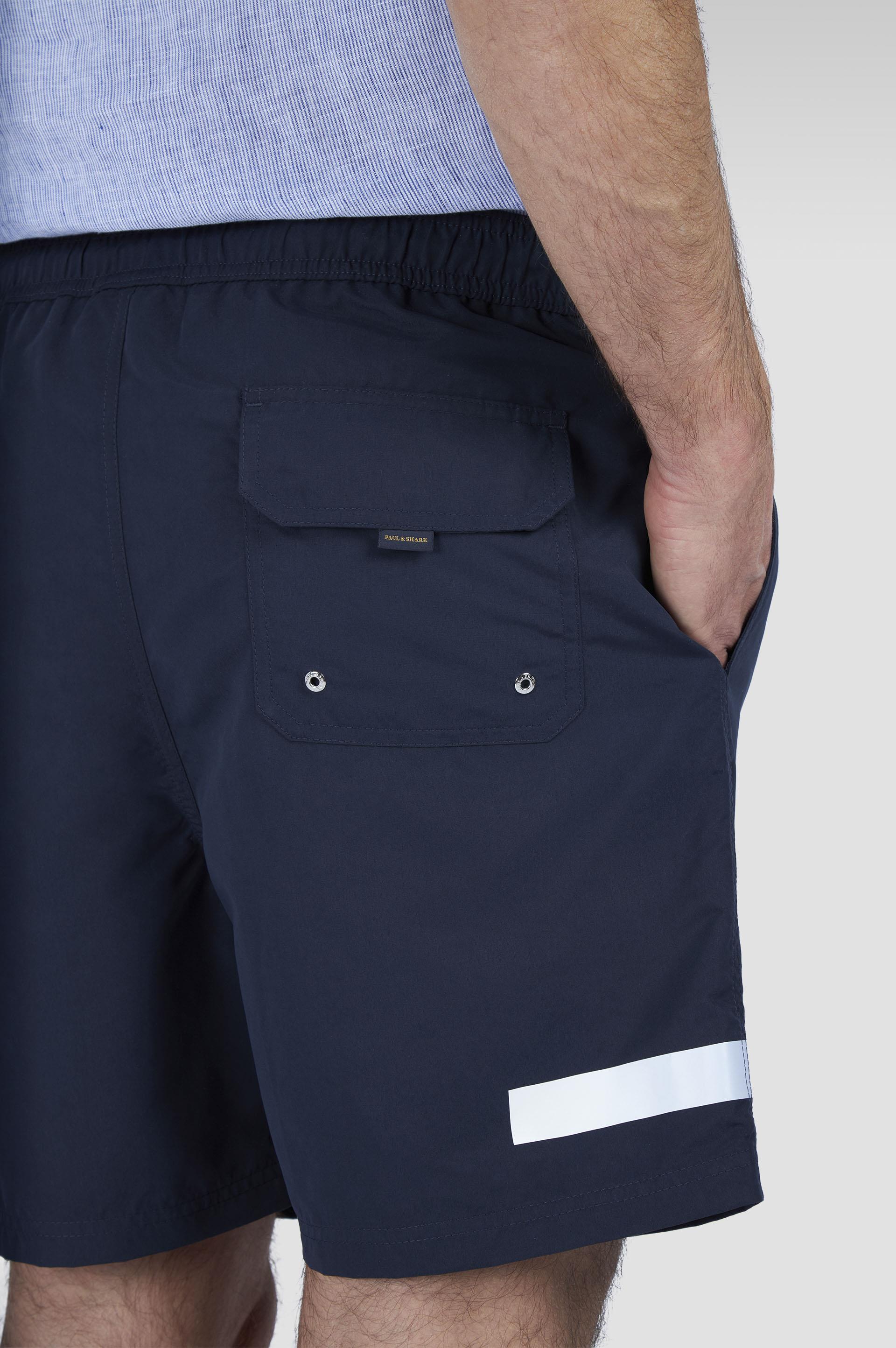 Paul Shark Paul Shark Erkek Beli İp Bağlamalı Logo Baskılı kısa Lacivert Deniz Şortu 25415004A-013