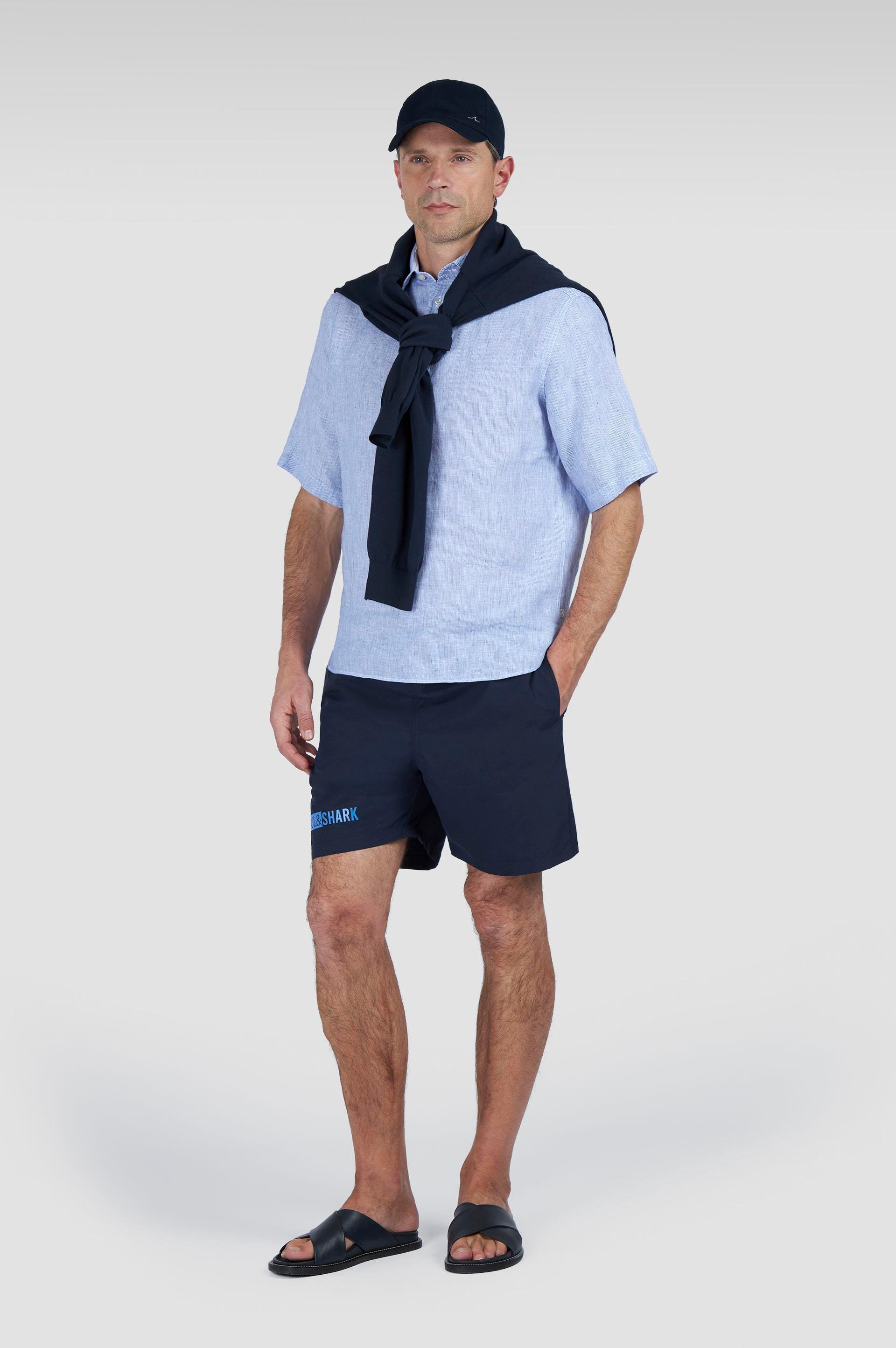 Paul Shark Paul Shark Erkek Beli İp Bağlamalı Logo Baskılı kısa Lacivert Deniz Şortu 25415004-013