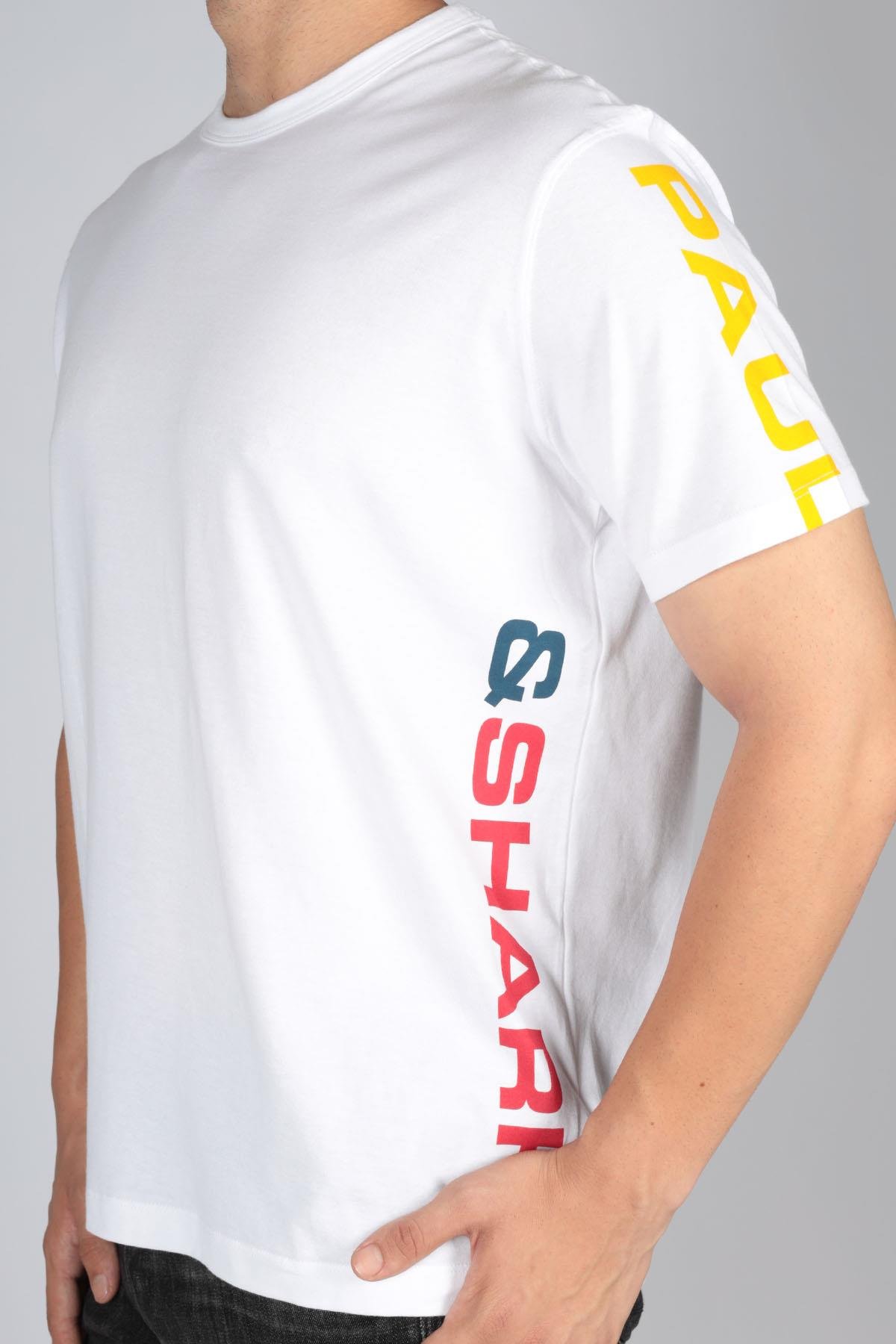 Paul Shark Paul Shark Erkek Bisiklet Yaka Baskılı Rahat Beyaz T-Shirt 23411009-010