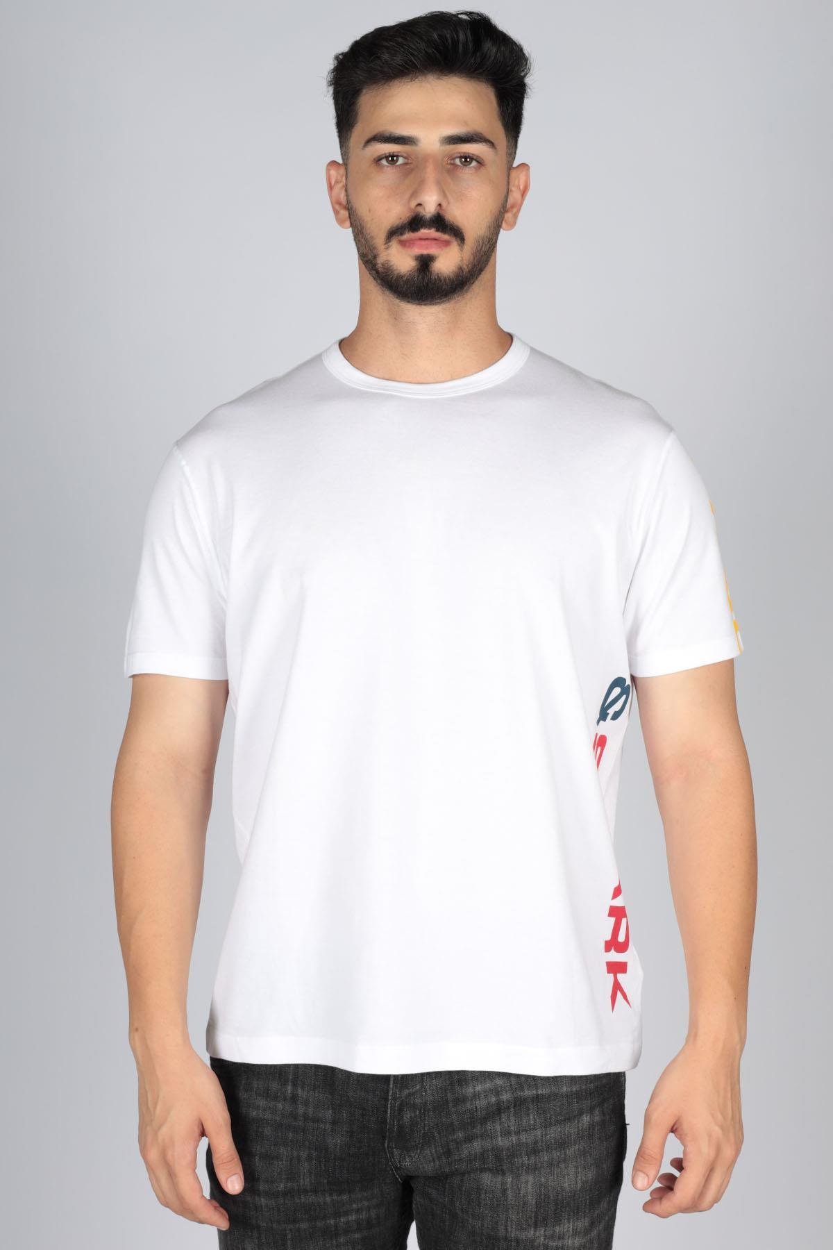Paul Shark Paul Shark Erkek Bisiklet Yaka Baskılı Rahat Beyaz T-Shirt 23411009-010