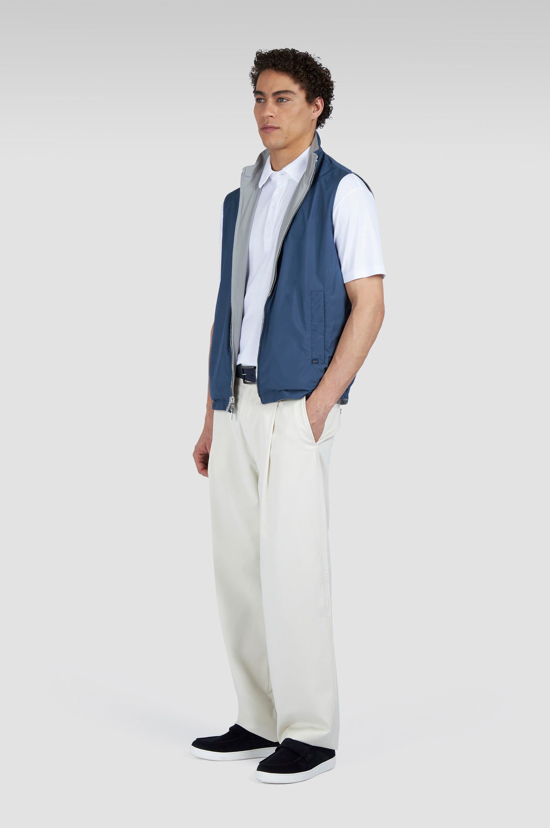 Paul Shark Paul Shark Erkek Çift Taraflı Rüzgara Dayanıklı Su Geçirmeyen Dik Yaka Kolsuz Gri Yelek 25412614-325