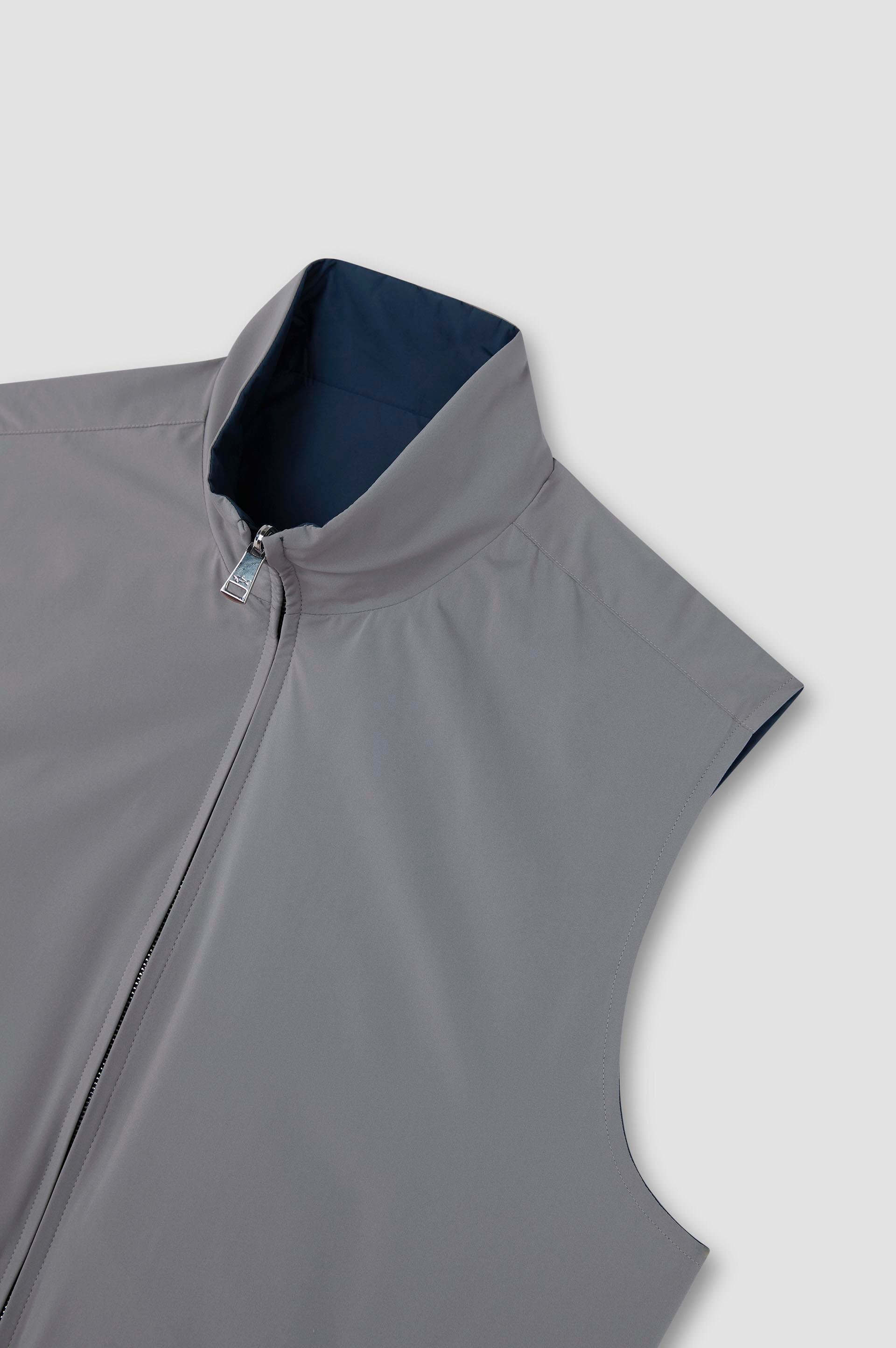 Paul Shark Paul Shark Erkek Çift Taraflı Rüzgara Dayanıklı Su Geçirmeyen Dik Yaka Kolsuz Gri Yelek 25412614-325