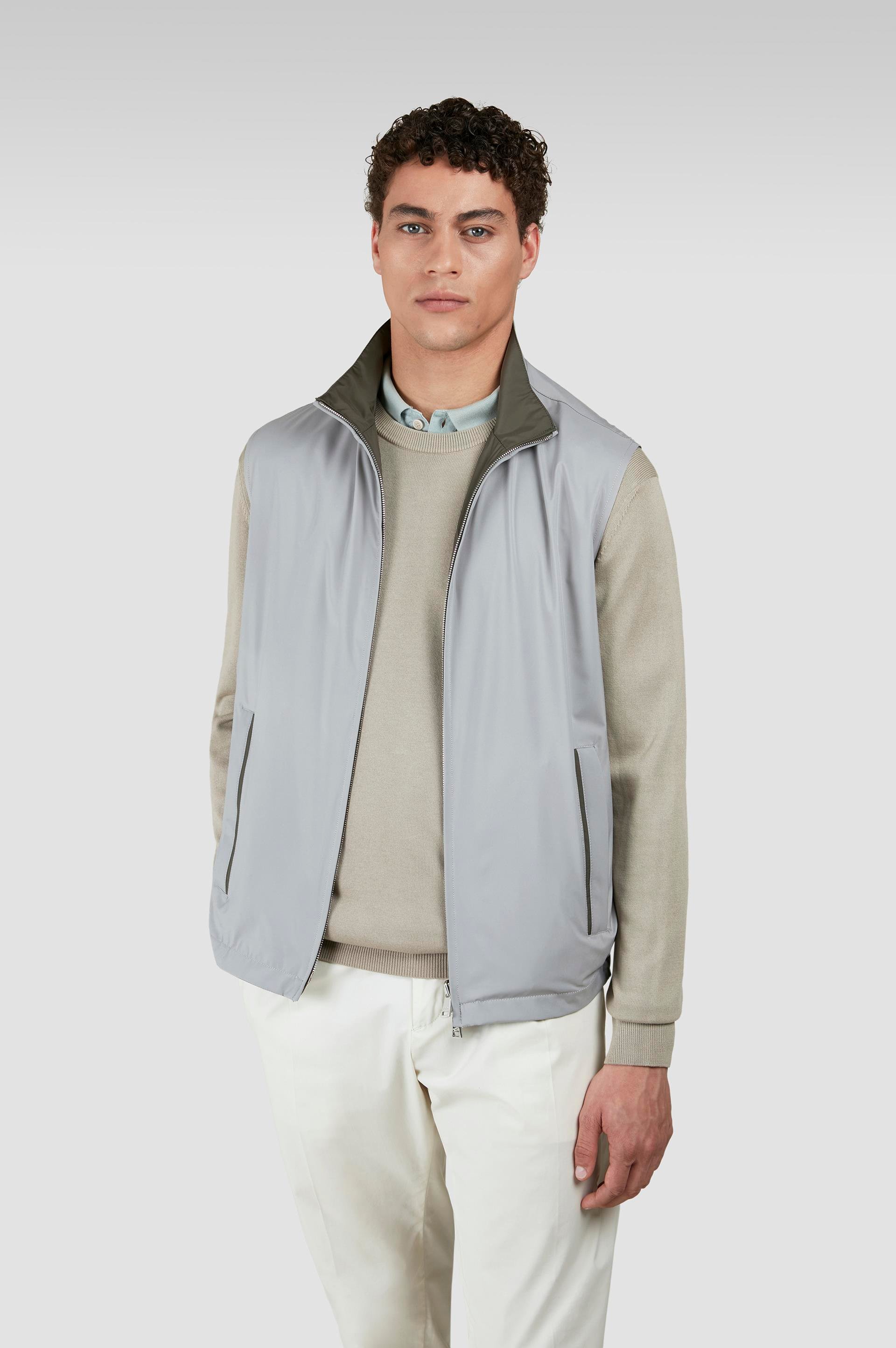 Paul Shark Paul Shark Erkek Çift Taraflı Rüzgara Dayanıklı Su Geçirmeyen Dik Yaka Kolsuz Yeşil Yelek 25412614-326