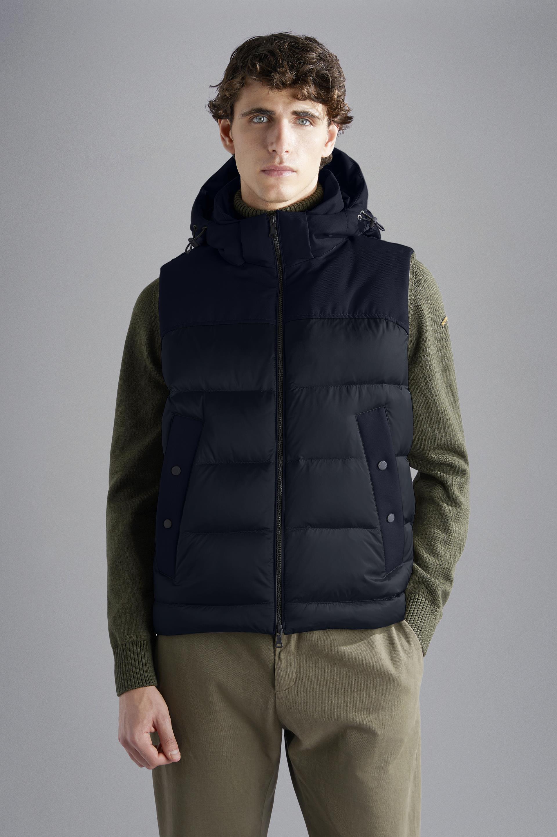 Paul Shark Paul Shark Erkek Çıkarılabilir Kapüşonlu Kaz Tüyü Dolgulu Cepleri Düğmeli Mavi Yelek 14312671-050