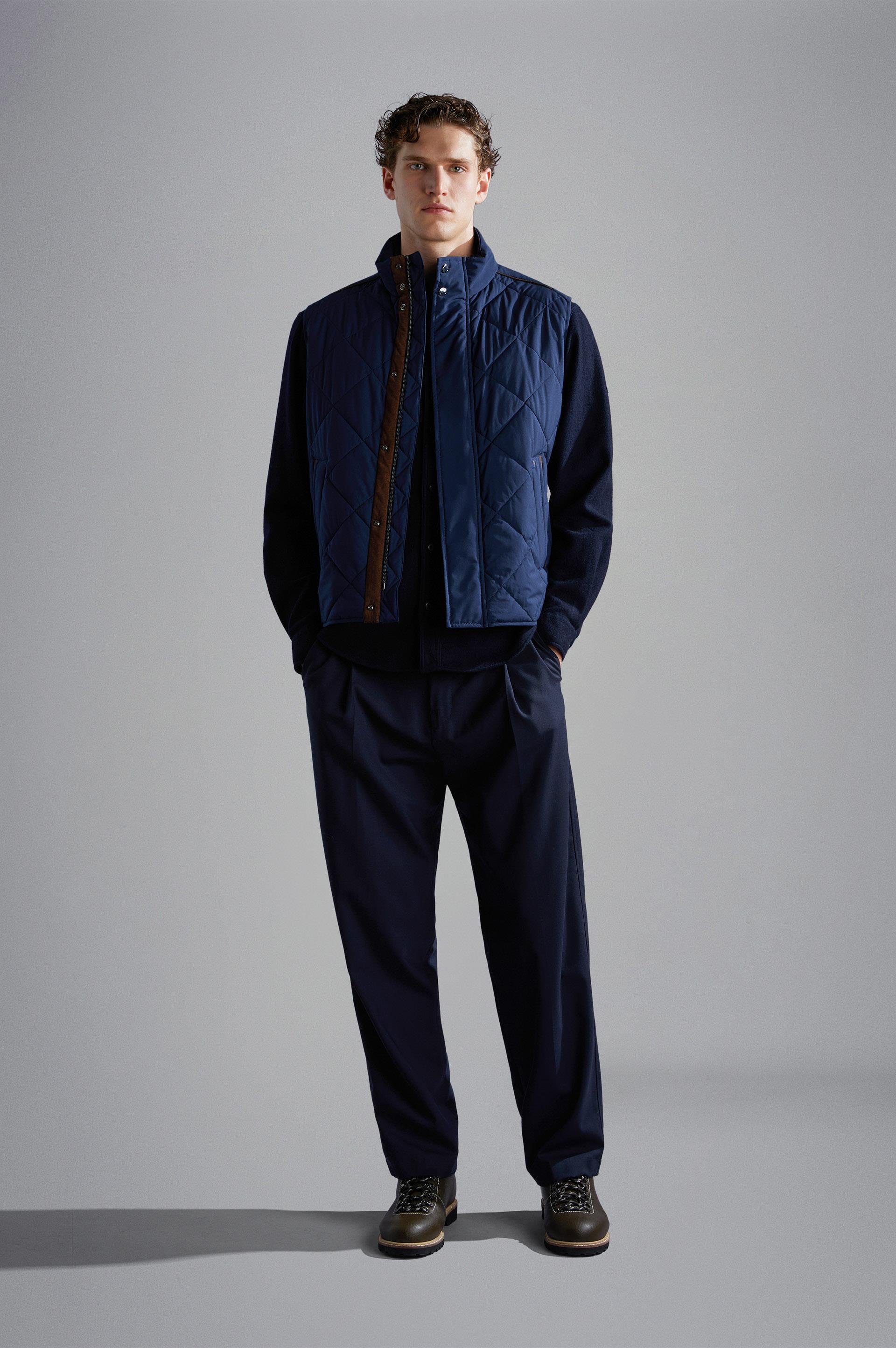 Paul Shark Paul Shark Erkek Elmas Kapitoneli İç Cepli Çift Taraflı Fermuar ve Çıtçıtlı Kapatmalı Normal Kesim Mavi Yelek 14312609-013