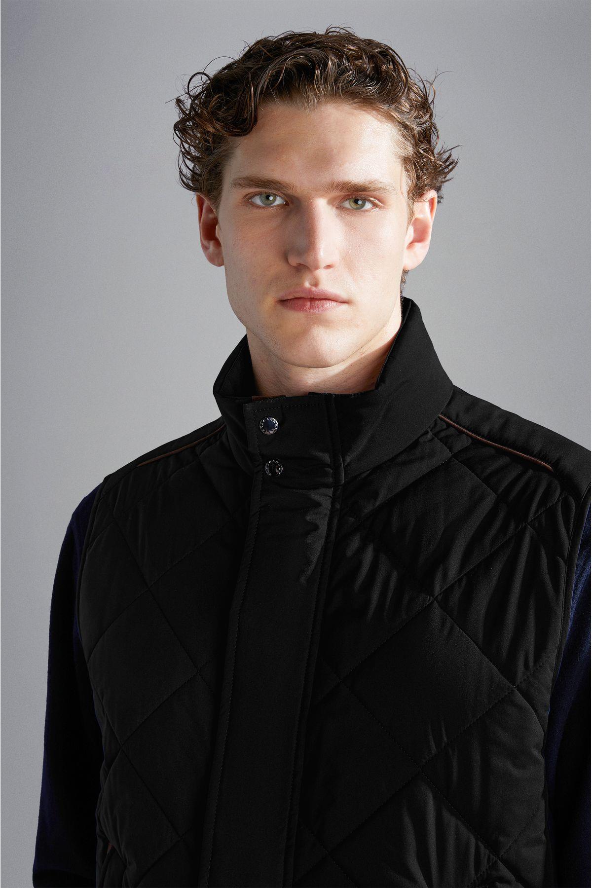 Paul Shark Paul Shark Erkek Elmas Kapitoneli İç Cepli Çift Taraflı Fermuar ve Çıtçıtlı Kapatmalı Normal Kesim Siyah Yelek 14312609-011