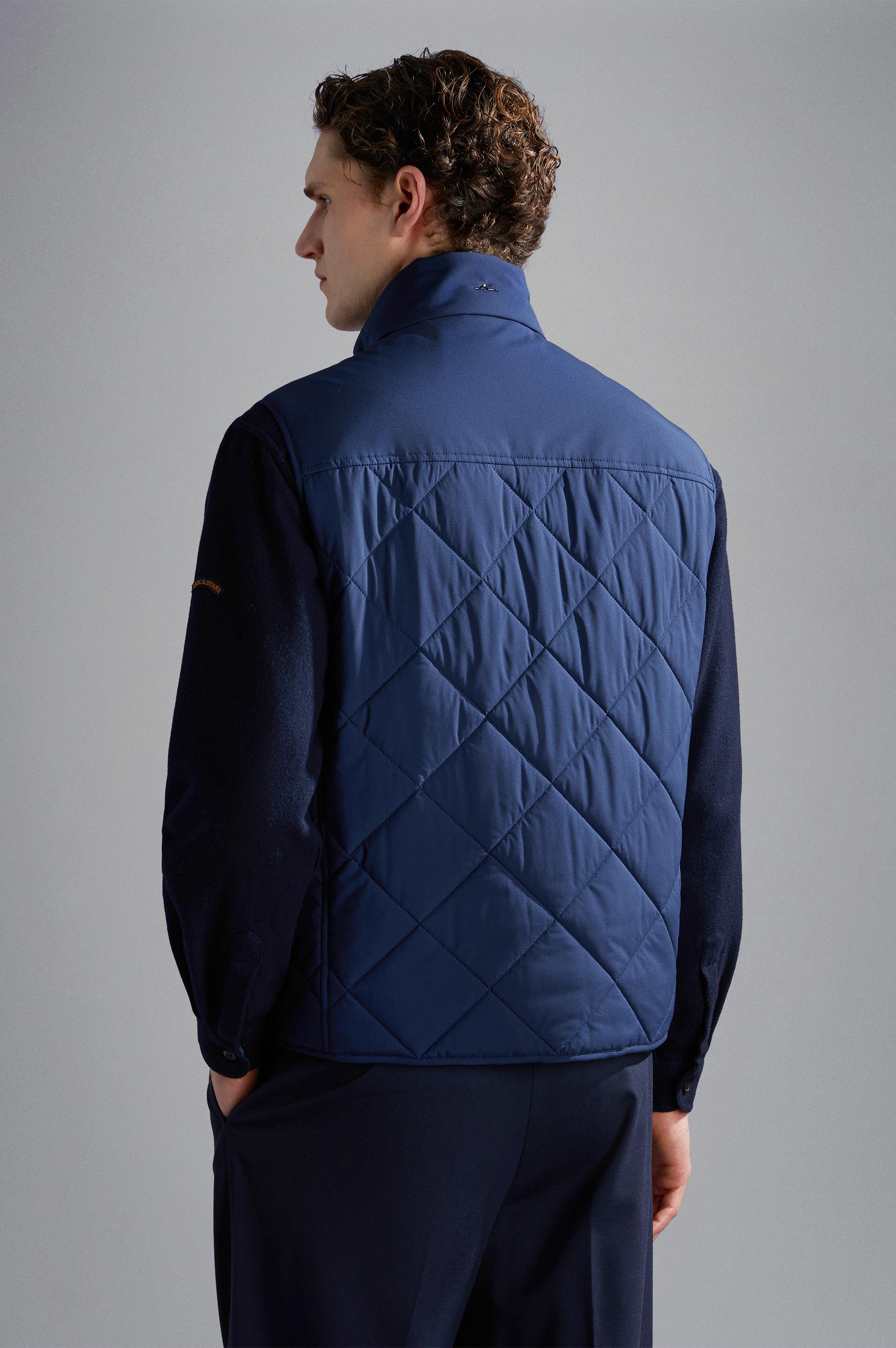 Paul Shark Paul Shark Erkek Elmas Kapitoneli İç Cepli Çift Taraflı Fermuar ve Çıtçıtlı Kapatmalı Normal Kesim Mavi Yelek 14312609-013