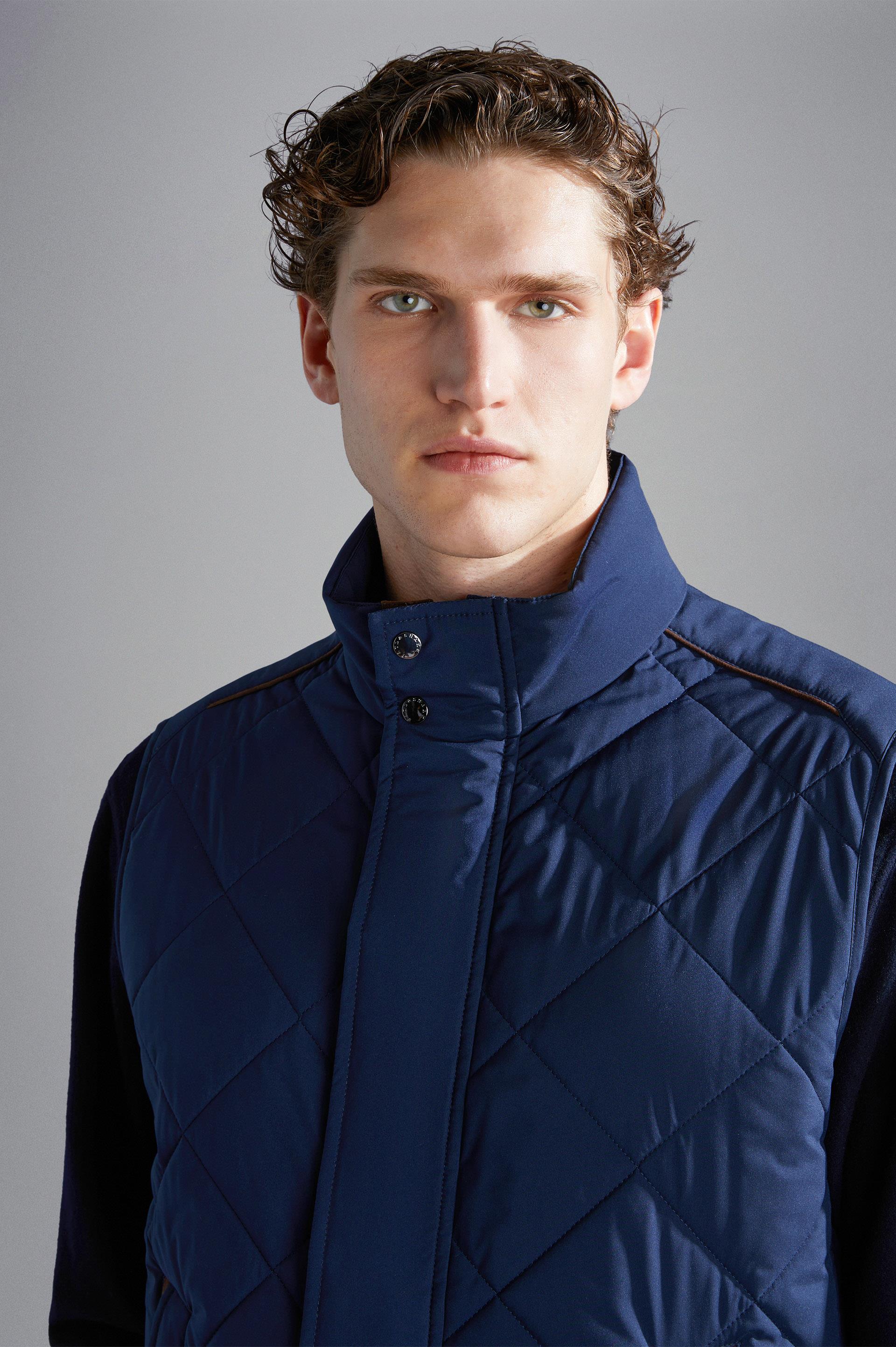 Paul Shark Paul Shark Erkek Elmas Kapitoneli İç Cepli Çift Taraflı Fermuar ve Çıtçıtlı Kapatmalı Normal Kesim Mavi Yelek 14312609-013