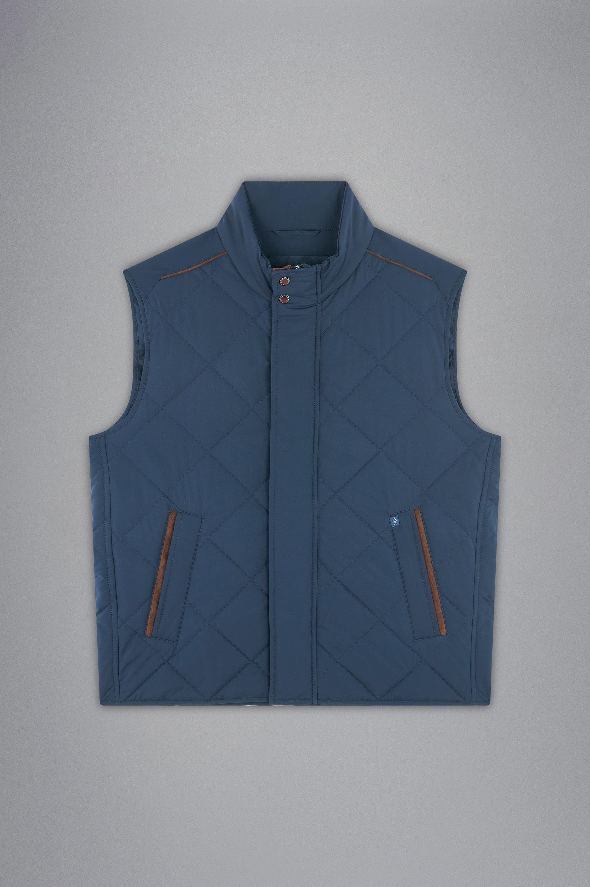 Paul Shark Paul Shark Erkek Elmas Kapitoneli İç Cepli Çift Taraflı Fermuar ve Çıtçıtlı Kapatmalı Normal Kesim Mavi Yelek 14312609-013