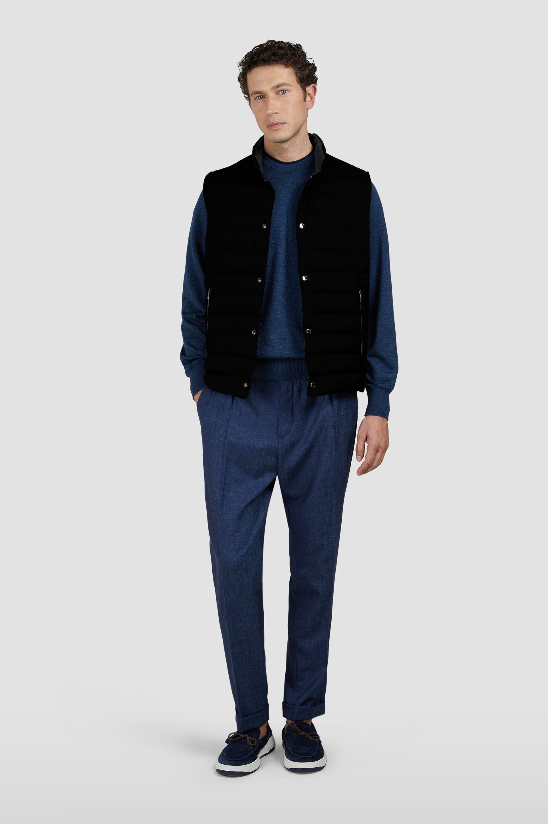 Paul Shark Paul Shark Erkek Kapitoneli Regular Fit Dik Yaka Kolsuz Siyah Yelek 25412630-011