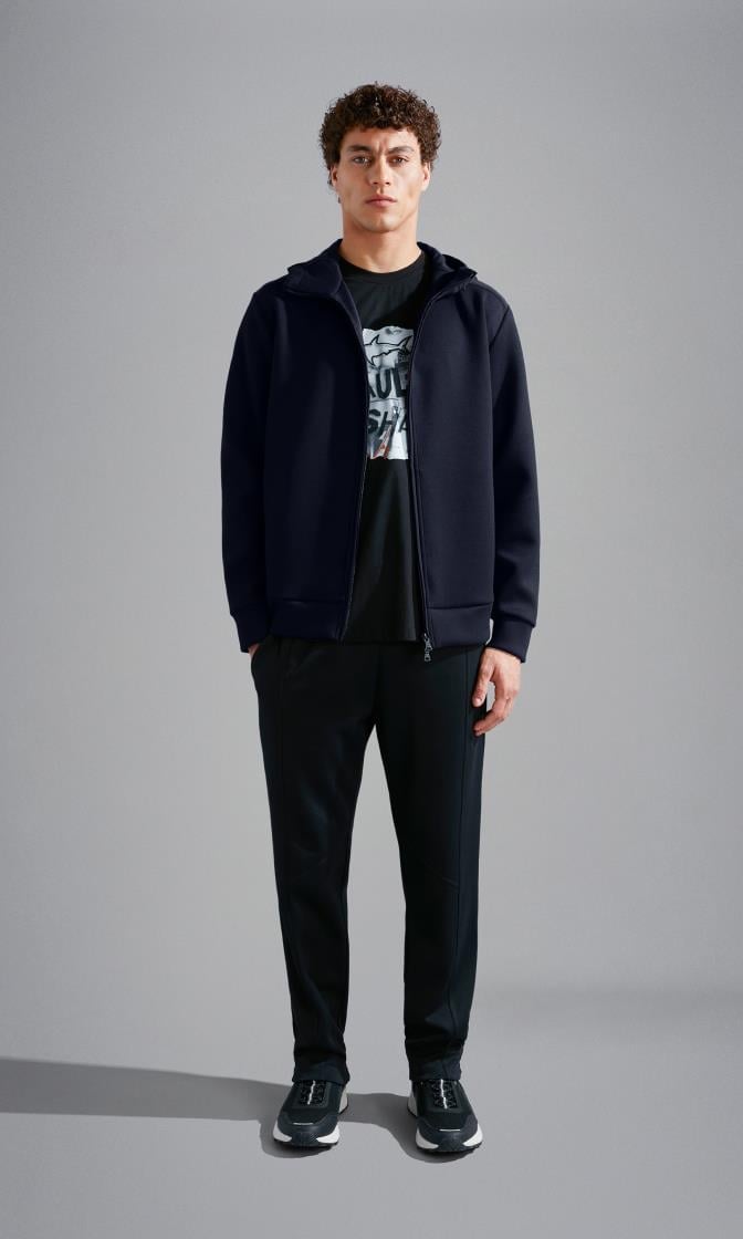 Paul Shark Paul Shark Erkek Kapşonlu Yaka Fermuarlı Uzun Kollu Lacivert Sweatshirt 14311867-050