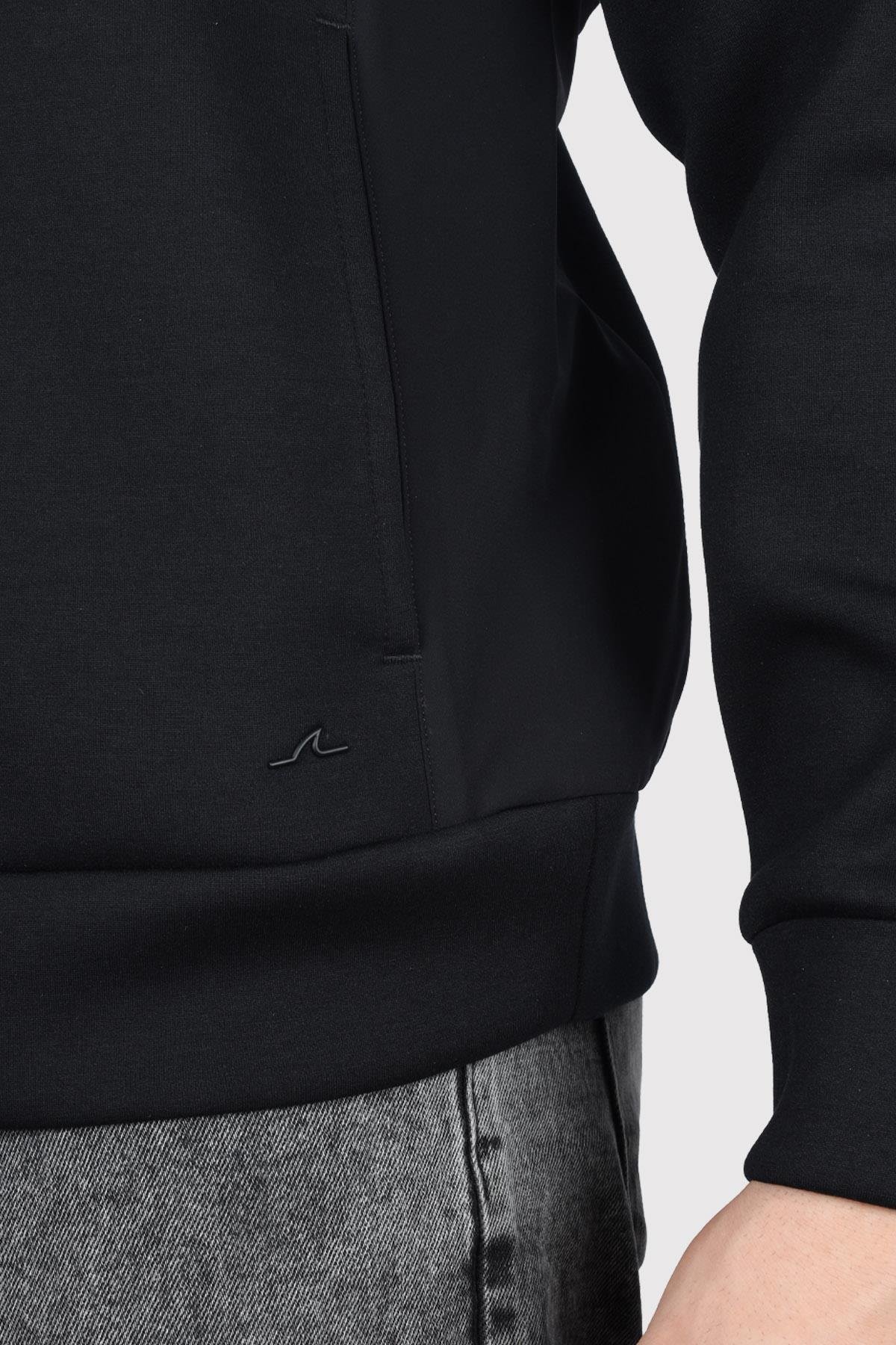 Paul Shark Paul Shark Erkek Kapşonlu Yaka Fermuarlı Uzun Kollu Siyah Sweatshirt 14311867-011