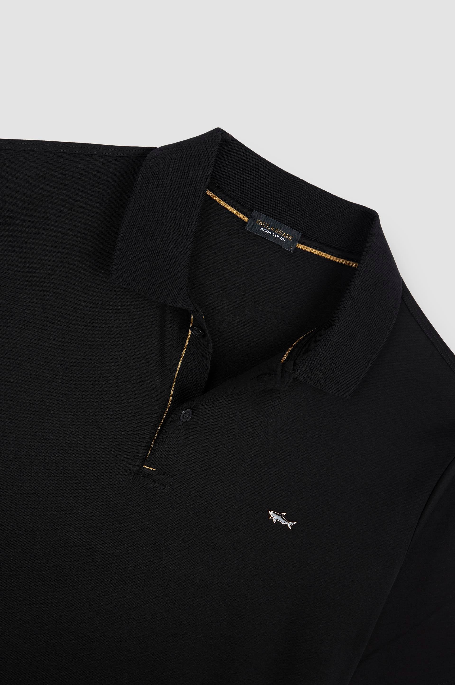 Paul Shark Paul Shark Erkek Kısa Kollu Polo Yaka Düğme Kapamalı Siyah-Altın Polo Yaka T-Shirt 15311726-11G