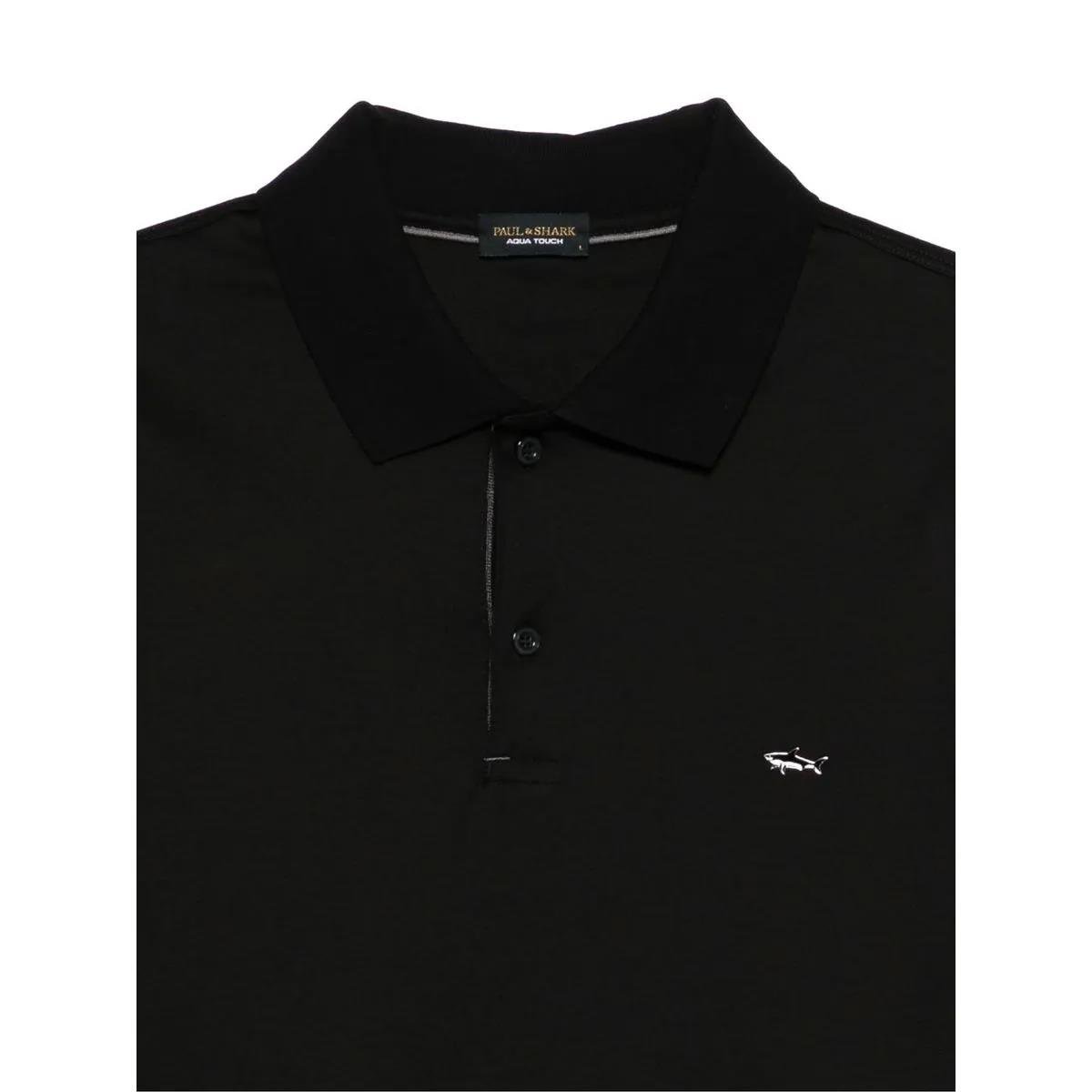 Paul Shark Paul Shark Erkek Kısa Kollu Polo Yaka Düğme Kapamalı Siyah-Gümüş Polo Yaka T-Shirt 15311726-11D