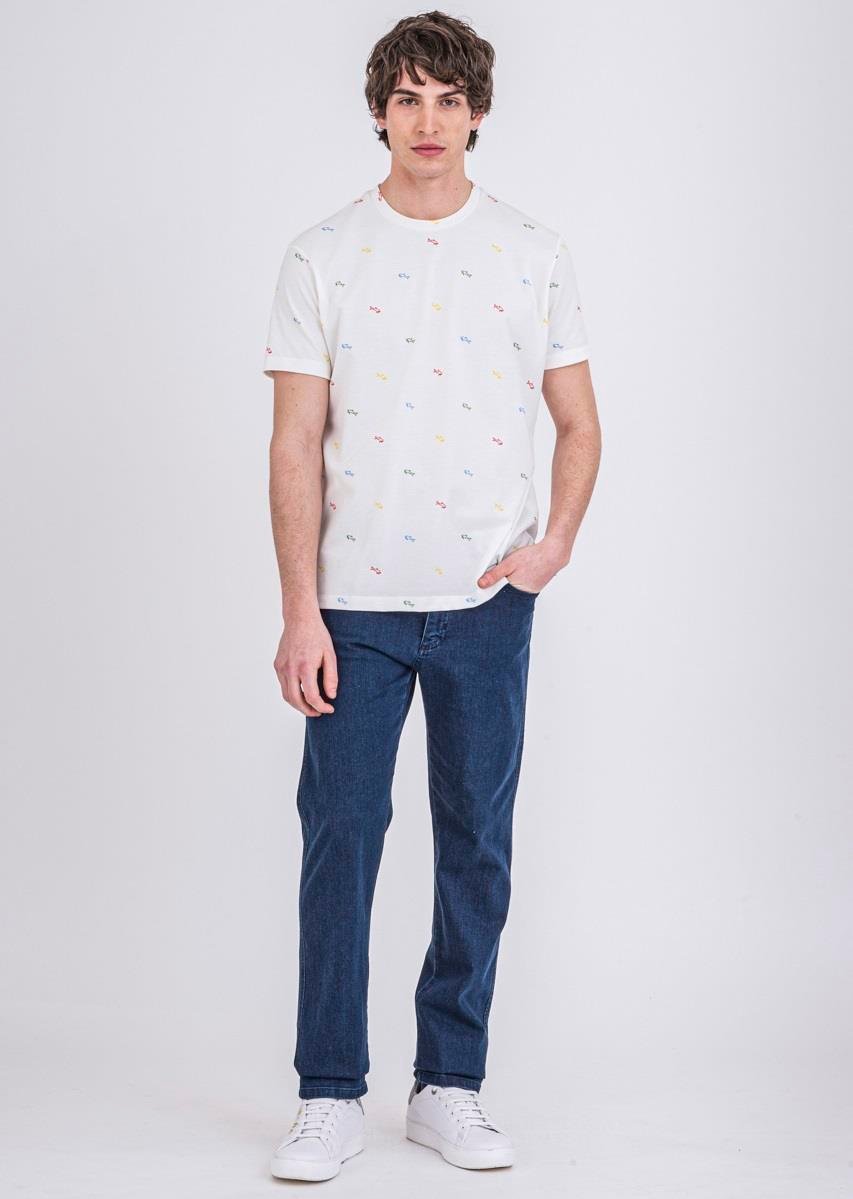 Paul Shark Paul Shark Erkek Logo Baskılı Bisiklet Yaka Normal Kesim Beyaz T-Shirt 22411071-004