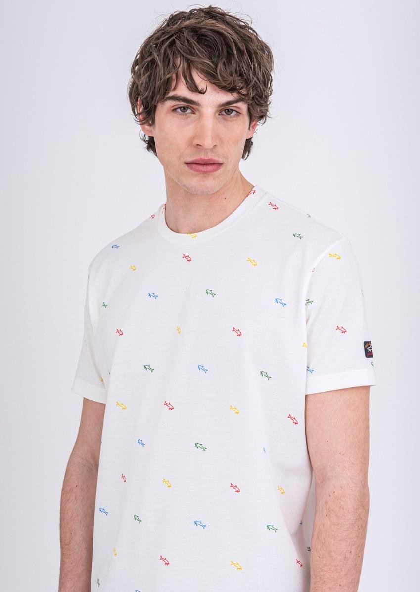 Paul Shark Paul Shark Erkek Logo Baskılı Bisiklet Yaka Normal Kesim Beyaz T-Shirt 22411071-004