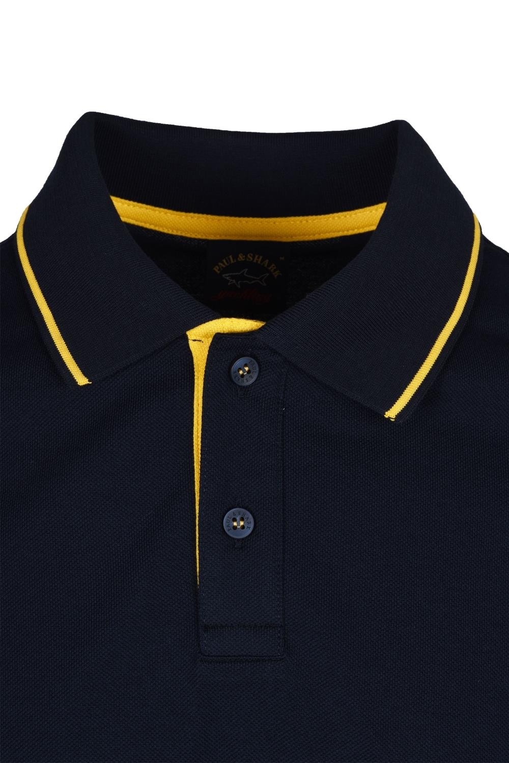 Paul Shark Paul Shark Erkek Logolu Basic Regular Fit Kısa Kollu Lacivert Büyük Beden Polo Yaka T-Shirt 22411254A-013