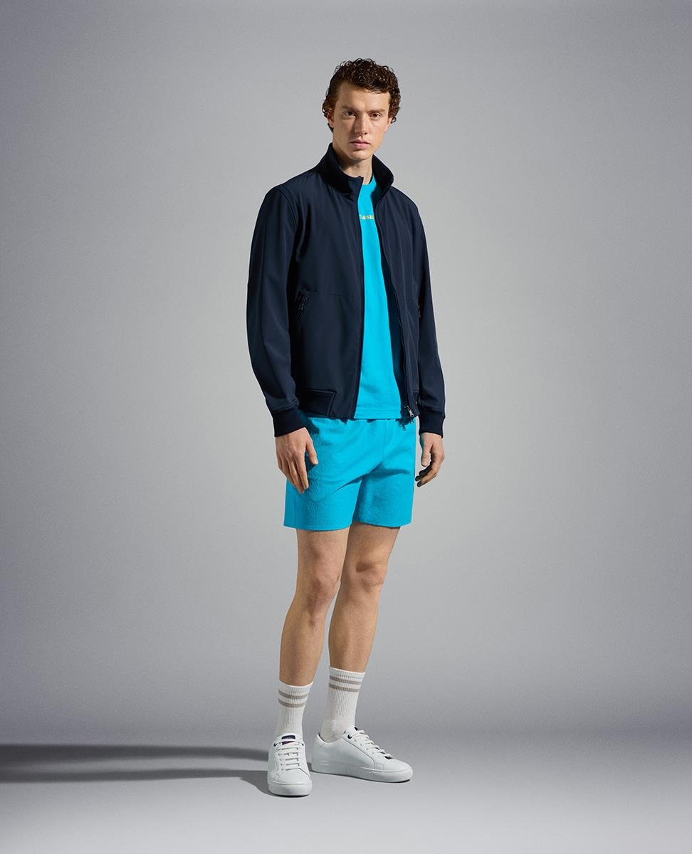 Paul Shark Paul Shark Erkek Logolu Basic Regular Fit Kısa Kollu Turkuaz T-Shirt 23411014-750