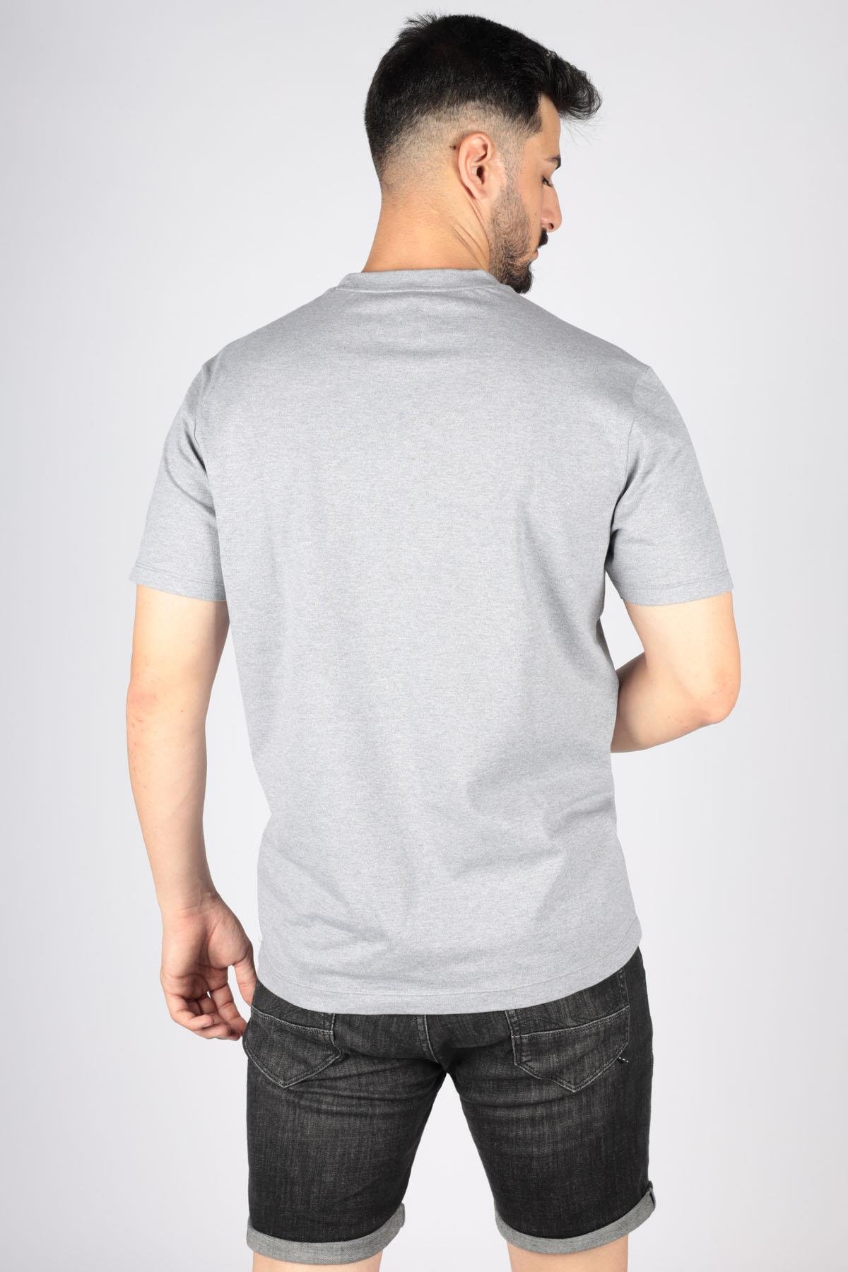 Paul Shark Paul Shark Erkek Logolu Basic Regular Fit Kısa Kollu Gri T-Shirt 23411065-930