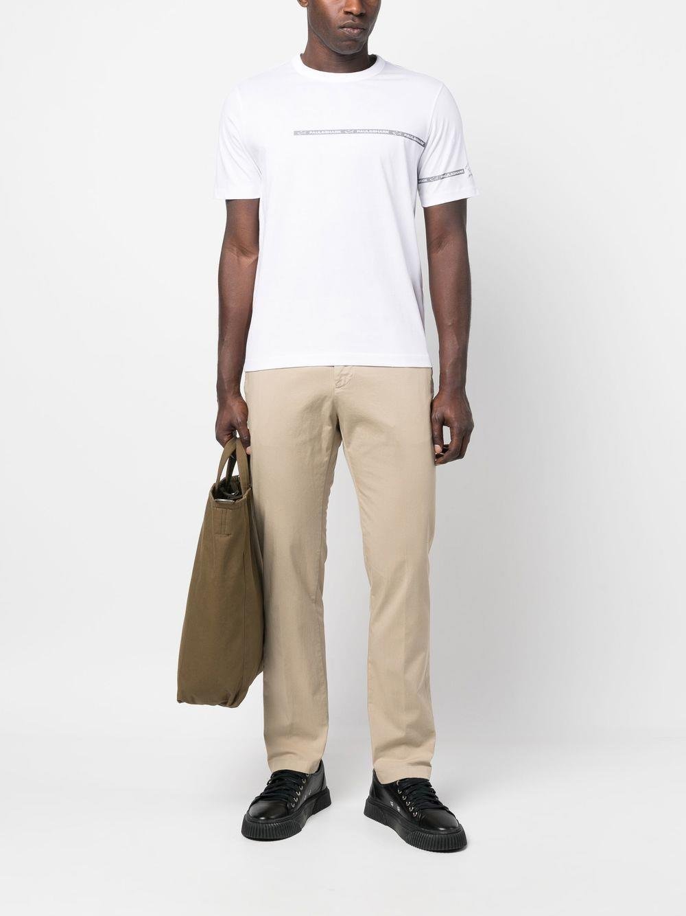 Paul Shark Paul Shark Erkek Logolu Basic Regular Fit Kısa Kollu Beyaz T-Shirt 23411033-010