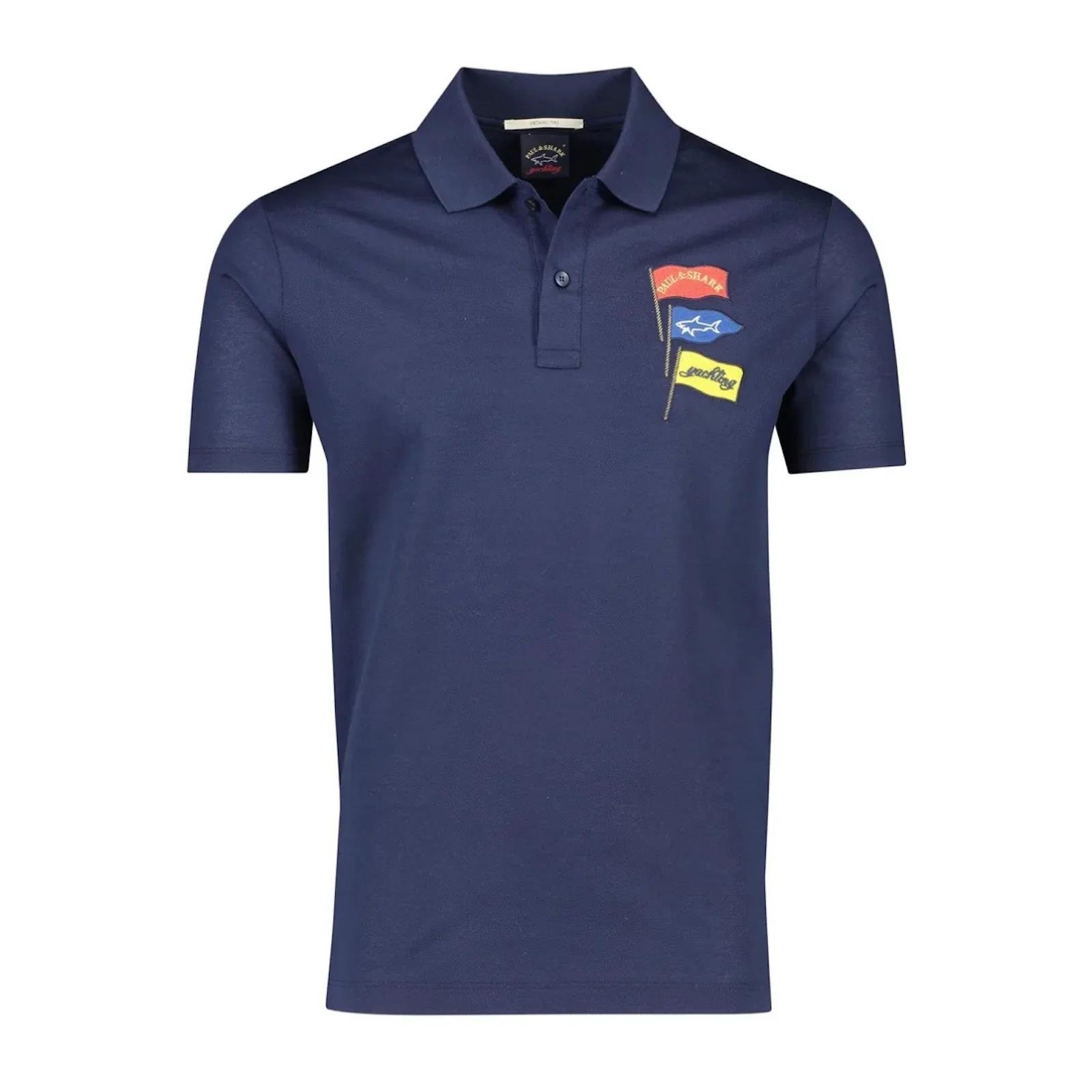Paul Shark Paul Shark Erkek Logolu Basic Regular Fit Kısa Kollu Lacivert Polo Yaka T-Shirt 23411301-013