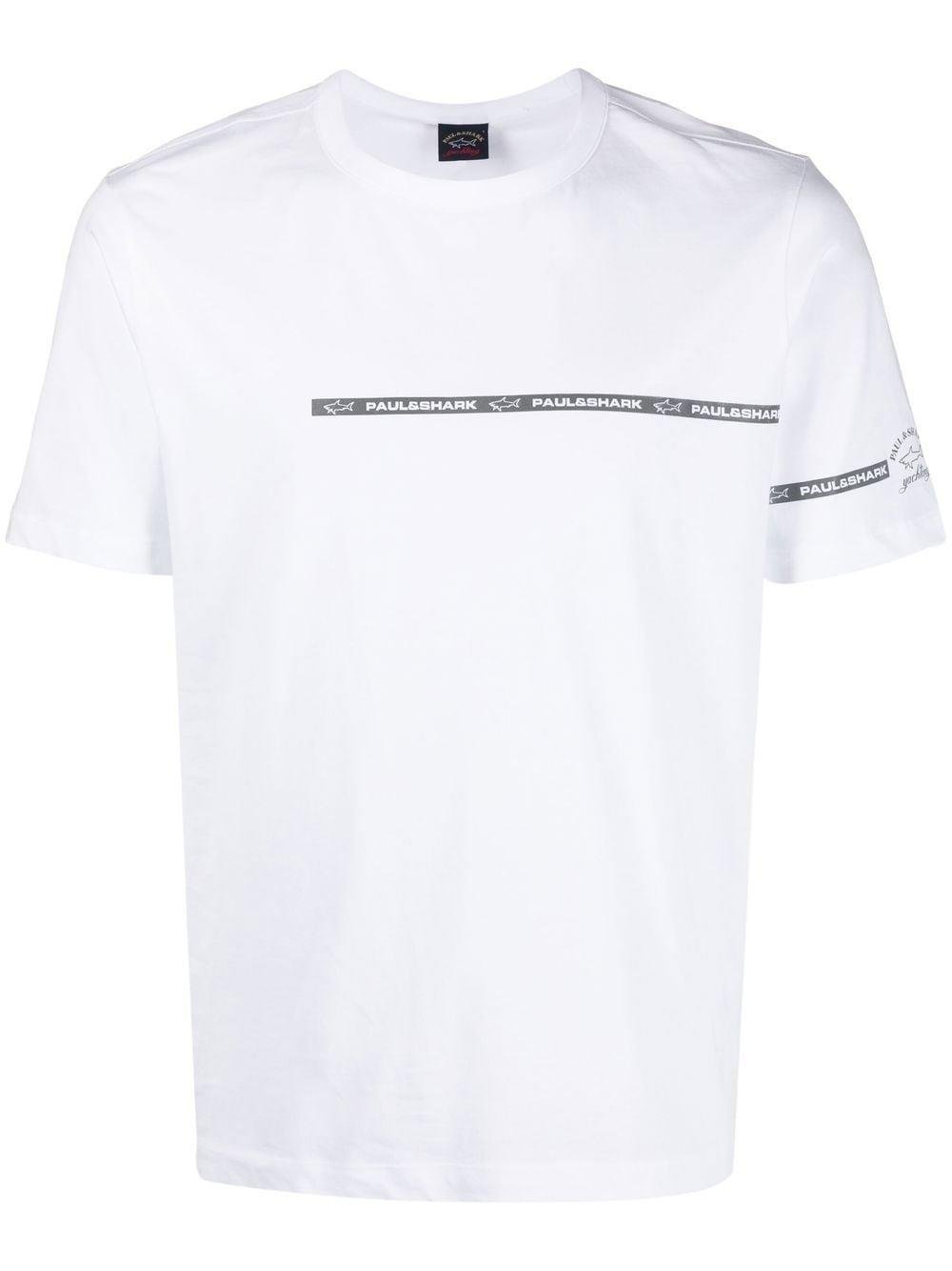 Paul Shark Paul Shark Erkek Logolu Basic Regular Fit Kısa Kollu Beyaz T-Shirt 23411033-010