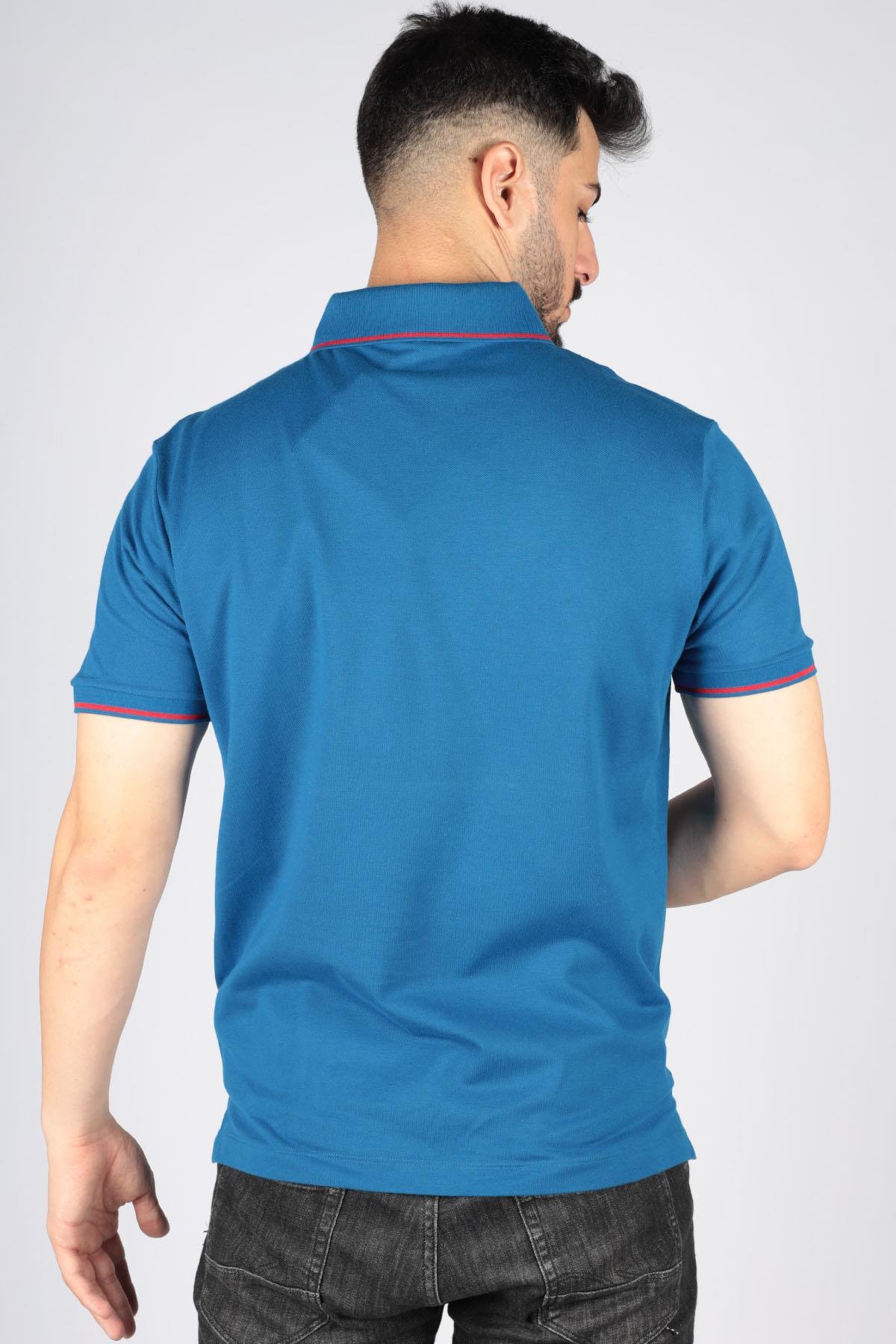 Paul Shark Paul Shark Erkek Logolu Basic Regular Fit Kısa Kollu Mavi1 Polo Yaka T-Shirt 22411254-726