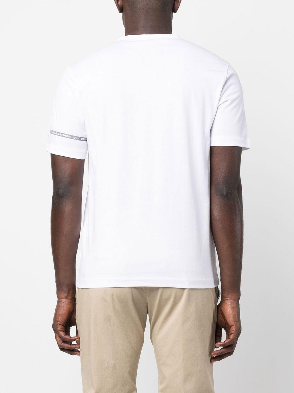 Paul Shark Paul Shark Erkek Logolu Basic Regular Fit Kısa Kollu Beyaz T-Shirt 23411033-010