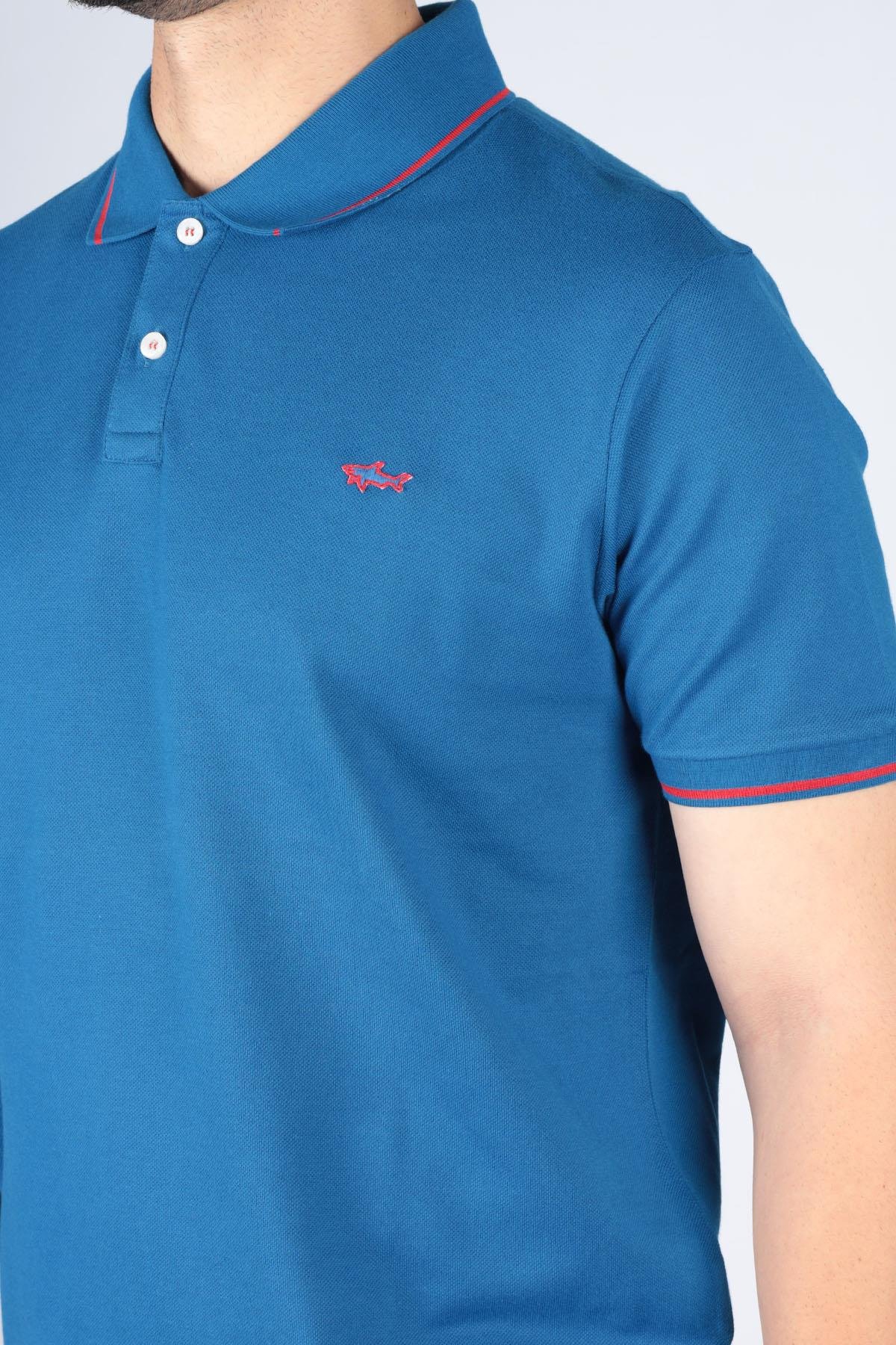 Paul Shark Paul Shark Erkek Logolu Basic Regular Fit Kısa Kollu Mavi1 Polo Yaka T-Shirt 22411254-726