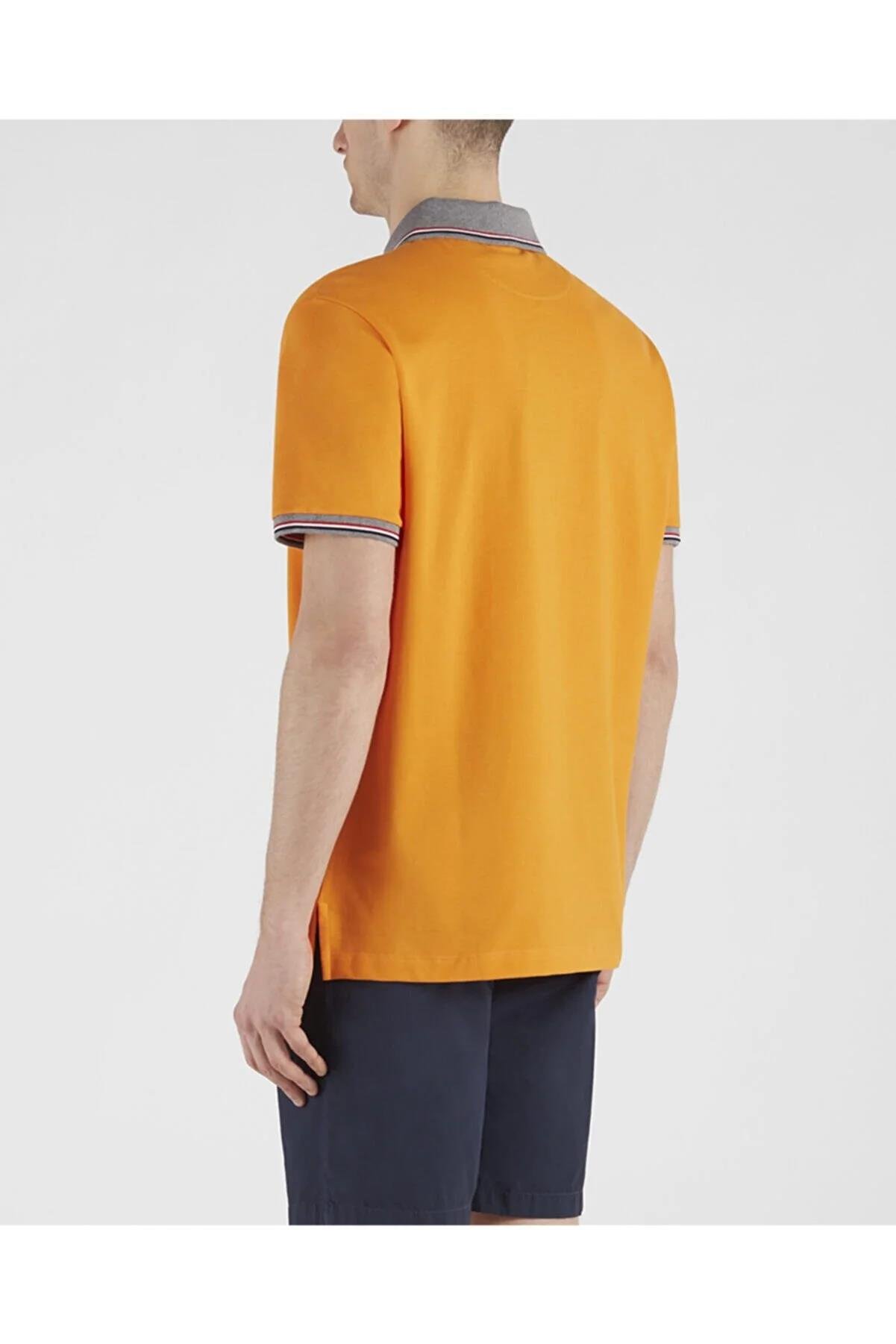 Paul Shark Paul Shark Erkek Marka Logolu Polo Yakalı Organik Pamuklu Turuncu Polo Yaka T-Shirt 21411229-168