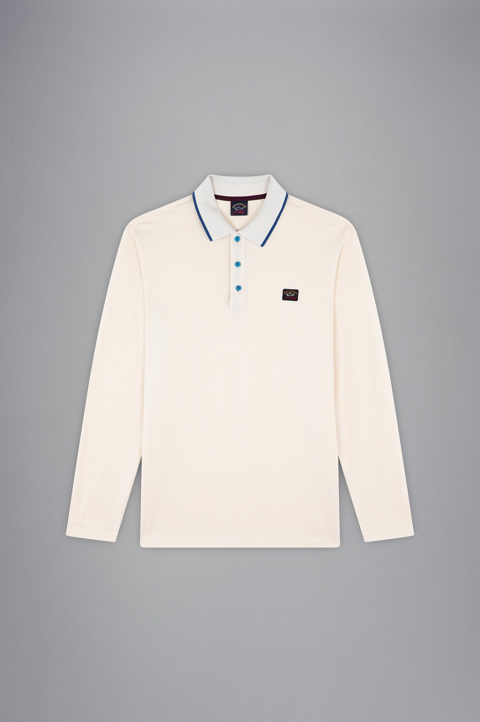 Paul Shark Paul Shark Erkek Marka Logolu Uzun Kollu Rahat Krem Polo Yaka T-Shirt 13311755-490