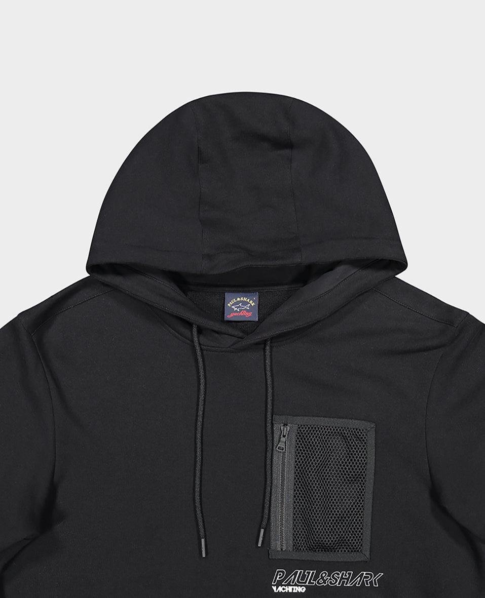 Paul Shark Paul Shark Erkek Marka Logo Detaylı Kapşonlu İpli Siyah Sweatshirt 12311832-011