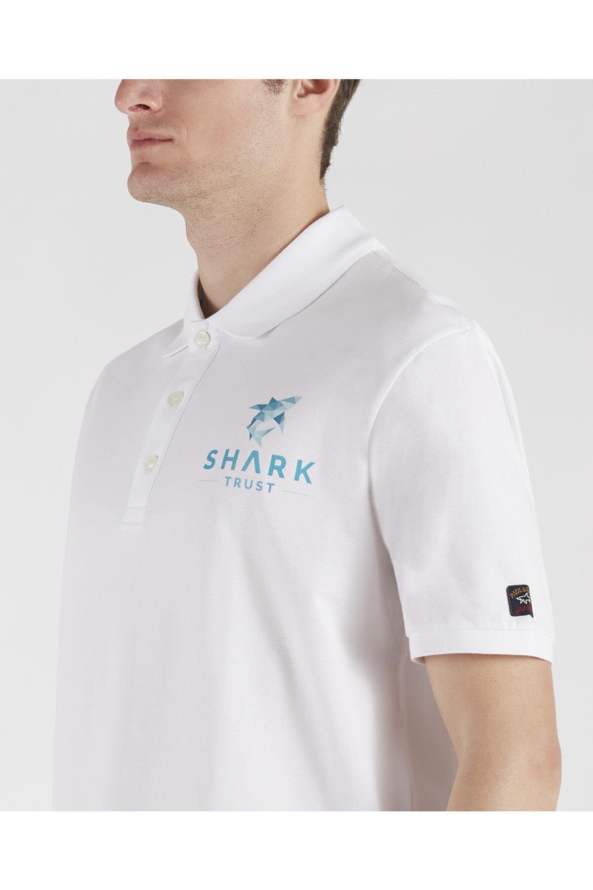 Paul Shark Paul Shark Erkek Marka Logolu Polo Yakalı Organik Pamuklu Beyaz Polo Yaka T-Shirt 21411237-010