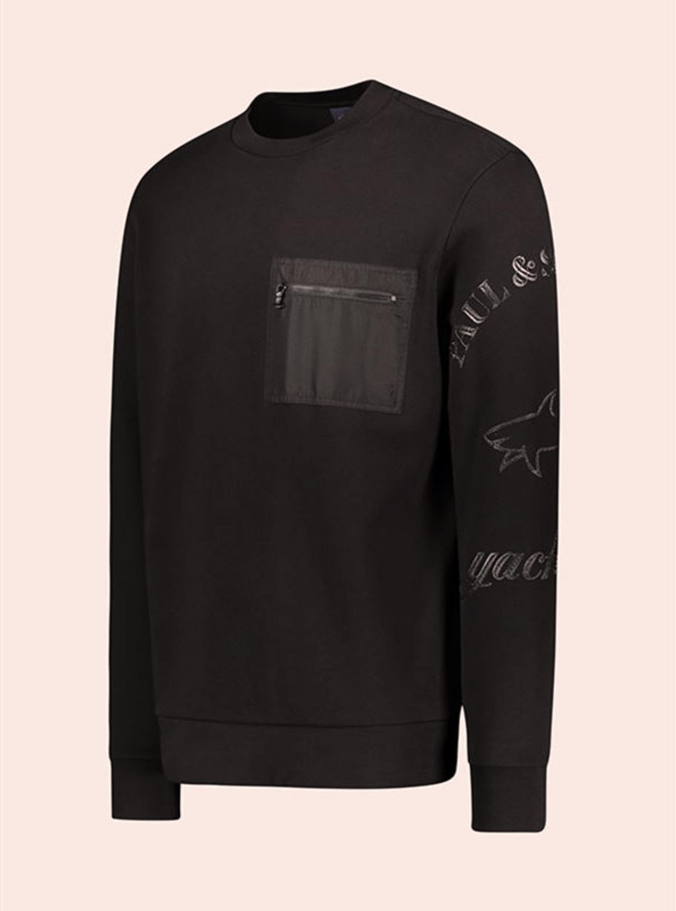 Paul Shark Paul Shark Erkek Marka Logo Detaylı Regular Fit Uzun Kollu Siyah Sweatshirt 12311821-011