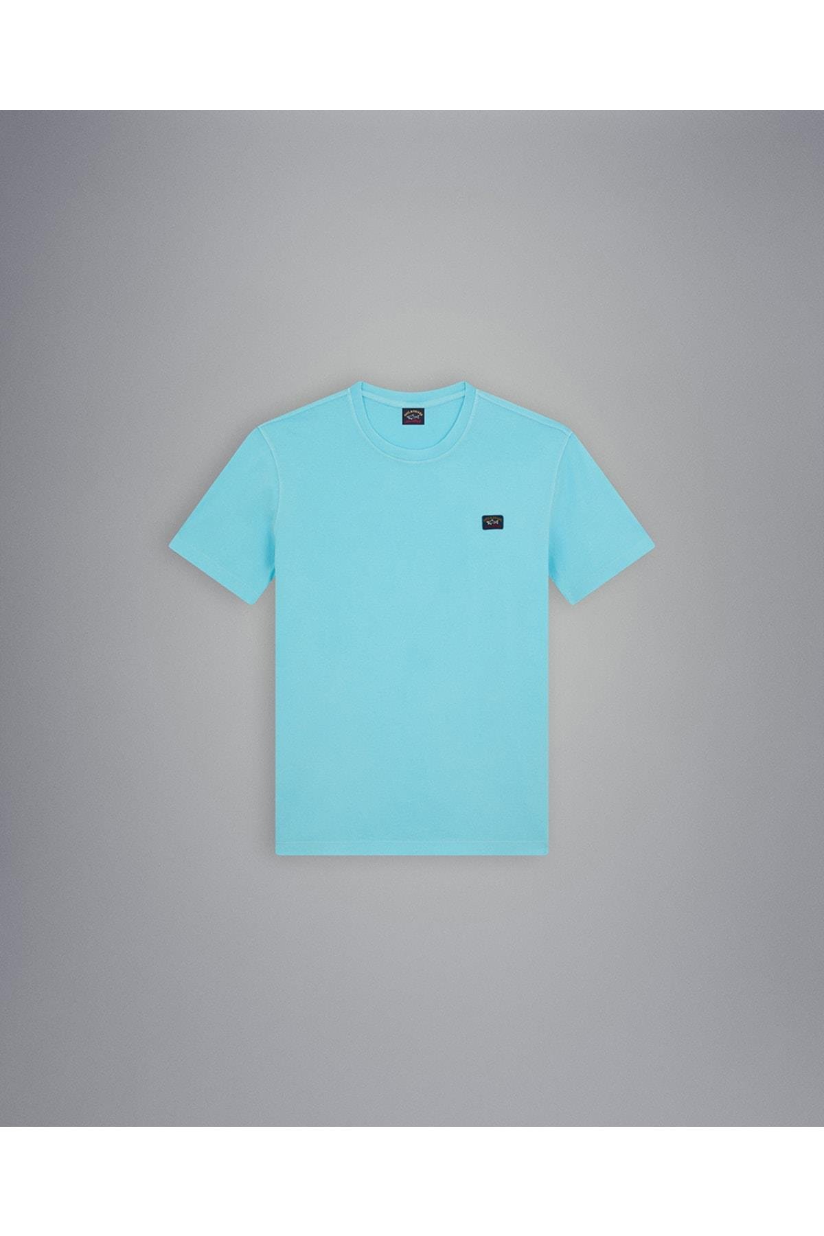 Paul Shark Paul Shark Erkek Marka Logolu Basic Bisiklet Yaka Kısa Kollu Mavi T-Shirt 23411052-291